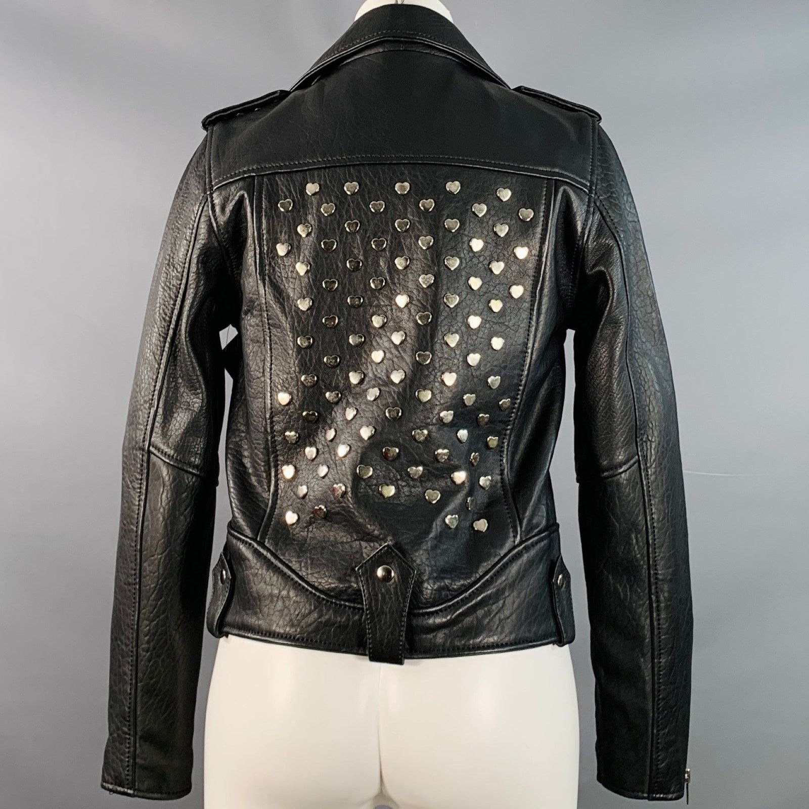 Other UNDERSTATED LEATHER Black Hearts Studded Leather Jacket Size S / US 4 / IT 40 - 3 Thumbnail