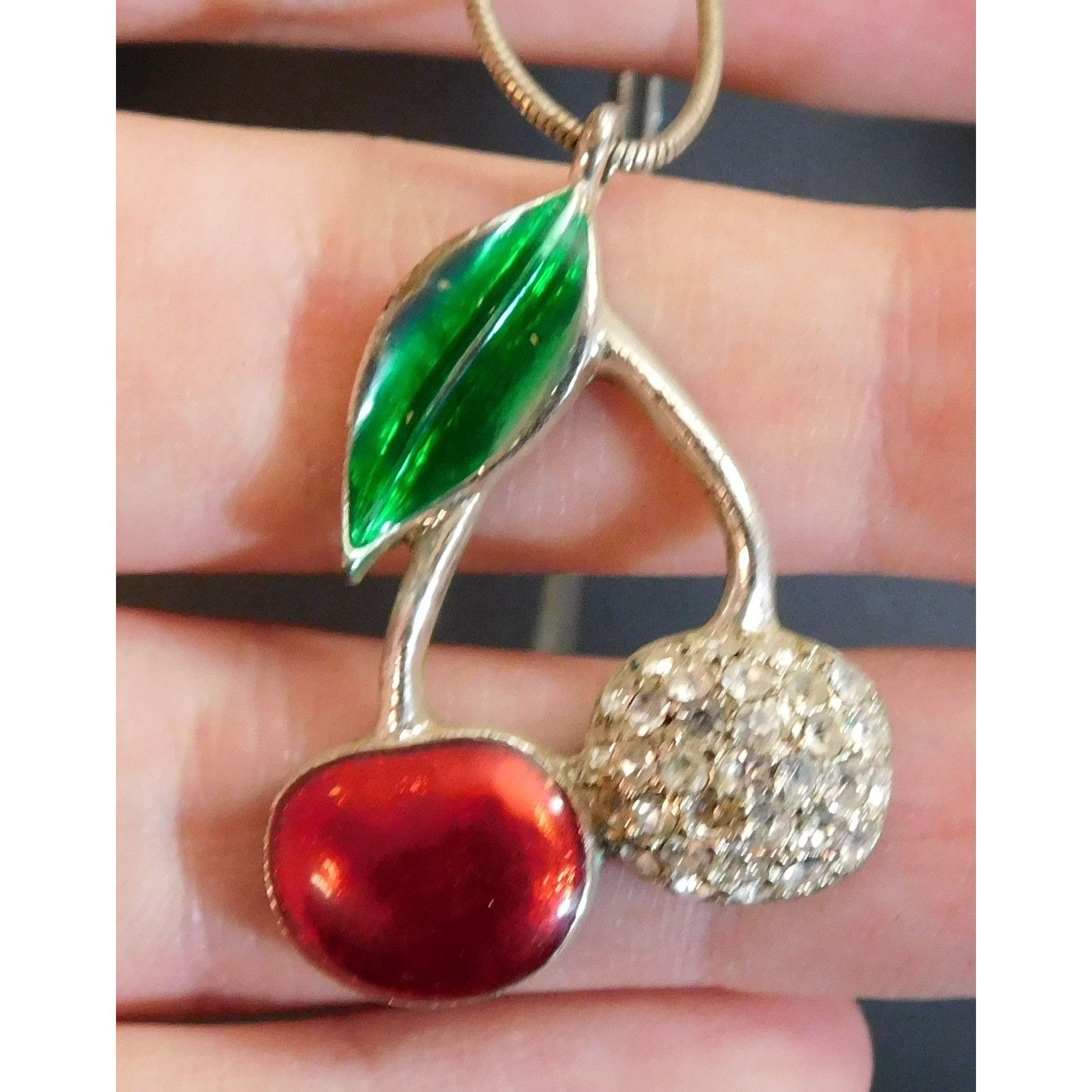Other Icing Y2K Rockabilly Rhinestone Cherry Necklace Size ONE SIZE - 1 Thumbnail
