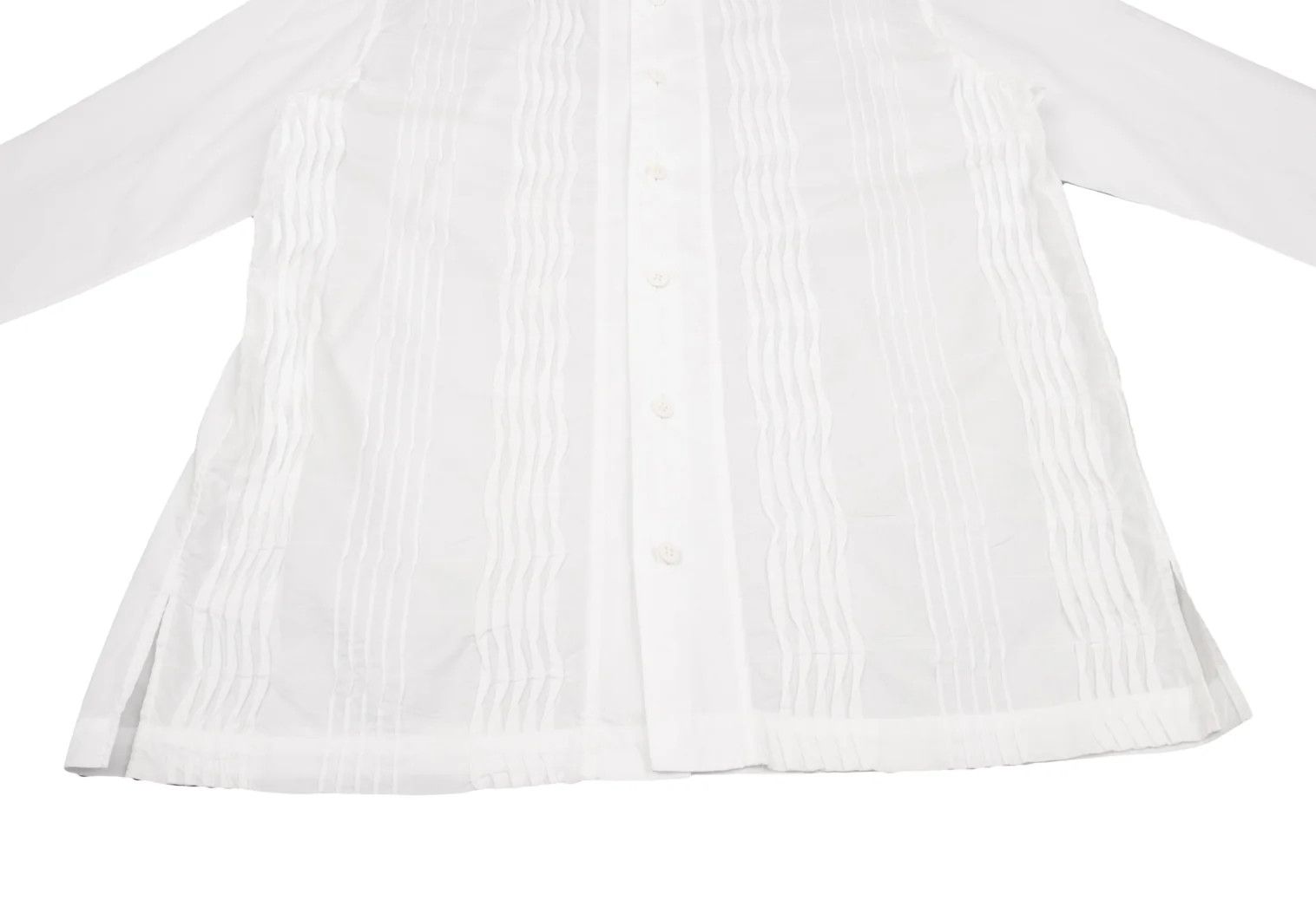 Issey Miyake Front Wave Pleats Design Long Sleeve Shirt in Off-White Size US S / EU 44-46 / 1 - 7 Thumbnail