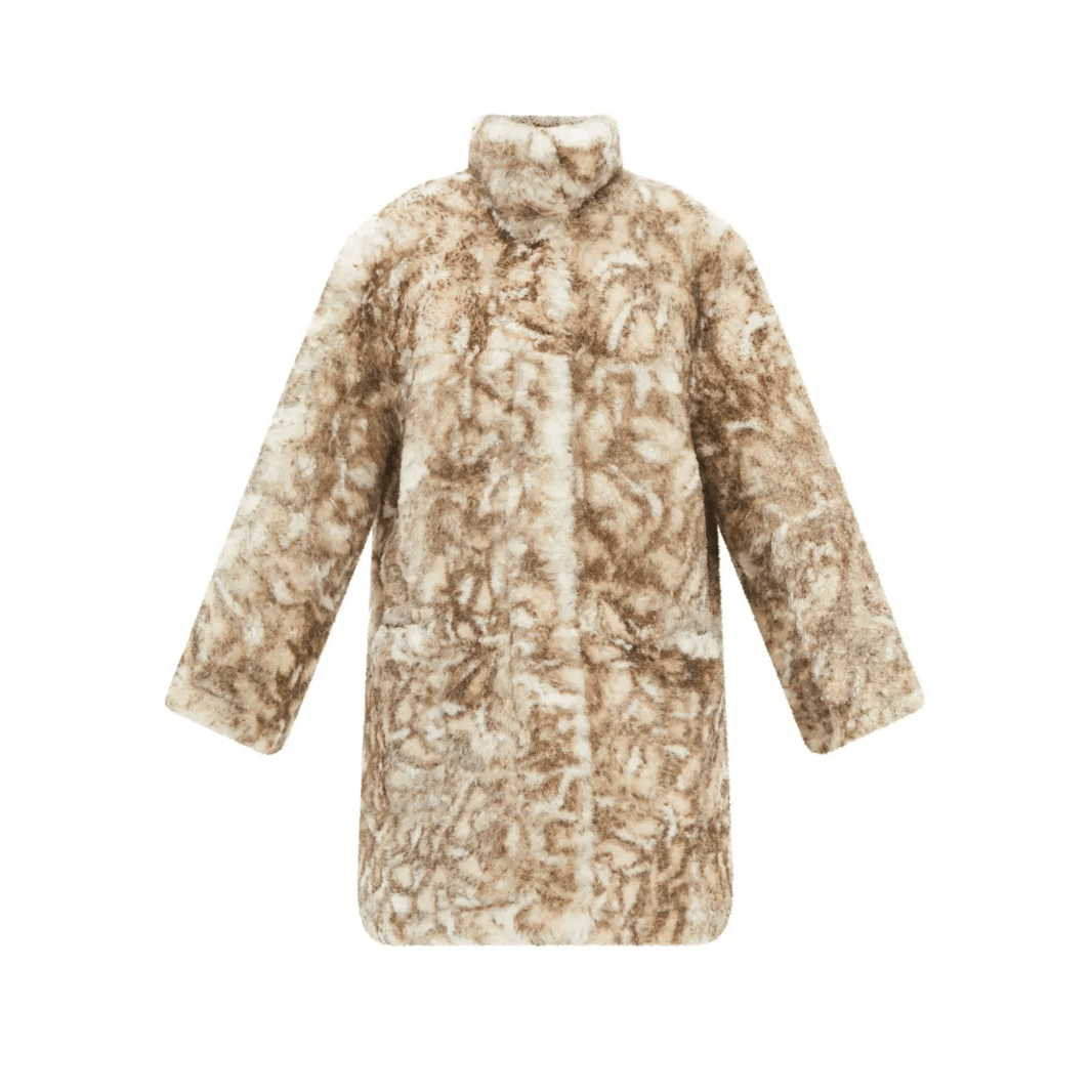 RAEY Raey Wildcat Print Shearling Lambskin Car Coat Size L / US 10 / IT 46 - 1 Thumbnail