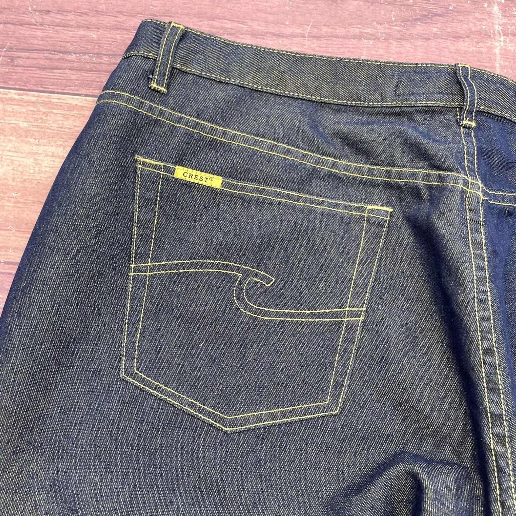 Denime VINTAGE Crest Jeans Wide-Leg Denim Jeans 24W Women Blue Lime Green Y2K Baggy Grunge Hip Hop 33.5in Inseam Womens Size 42" / US 20 - 3 Thumbnail