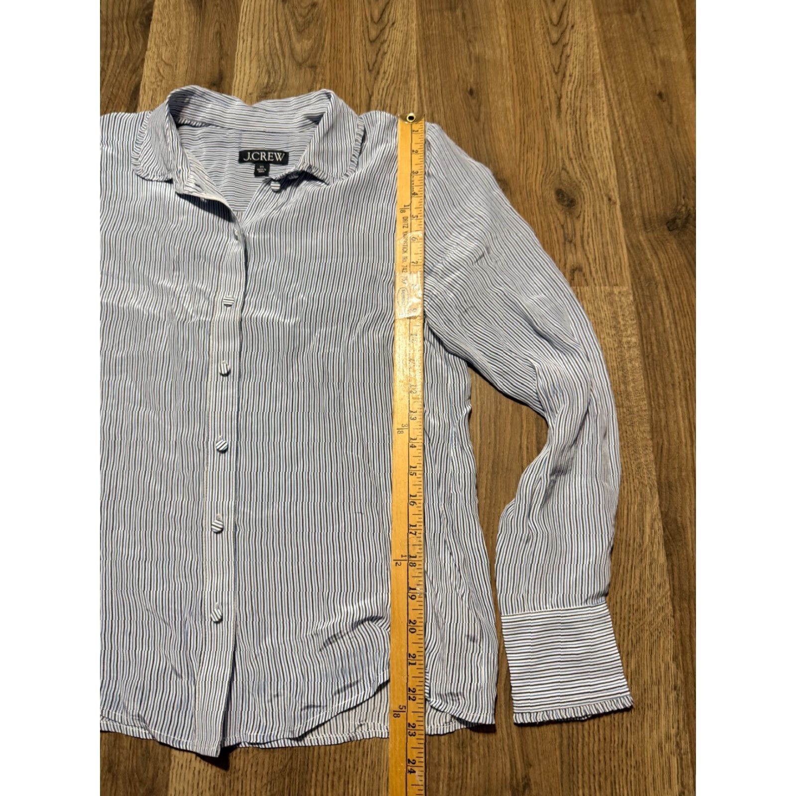 J.Crew J.CREW Shirt Womens XS Black White Blue Striped Long Sleeve Button-Up Shirt Size XS / US 0-2 / IT 36-38 - 7 Thumbnail