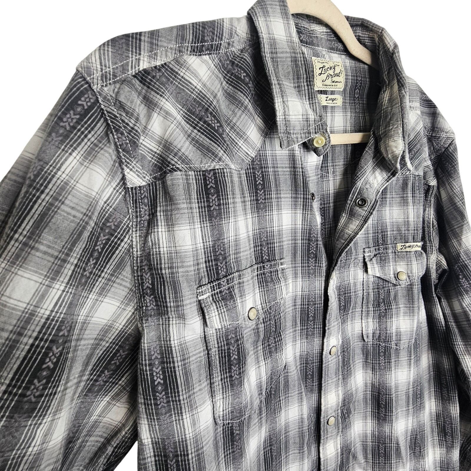 Lucky Brand Lucky Brand Mens Western Shirt L Snap Plaid Cowboy Country Size US L / EU 52-54 / 3 - 5 Thumbnail