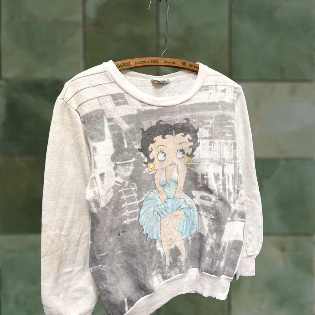 Vintage Vintage 80s Betty Boop Marilyn Monroe White Cotton Womens Sweatshirt Medium Size M / US 6-8 / IT 42-44 - 1 Thumbnail