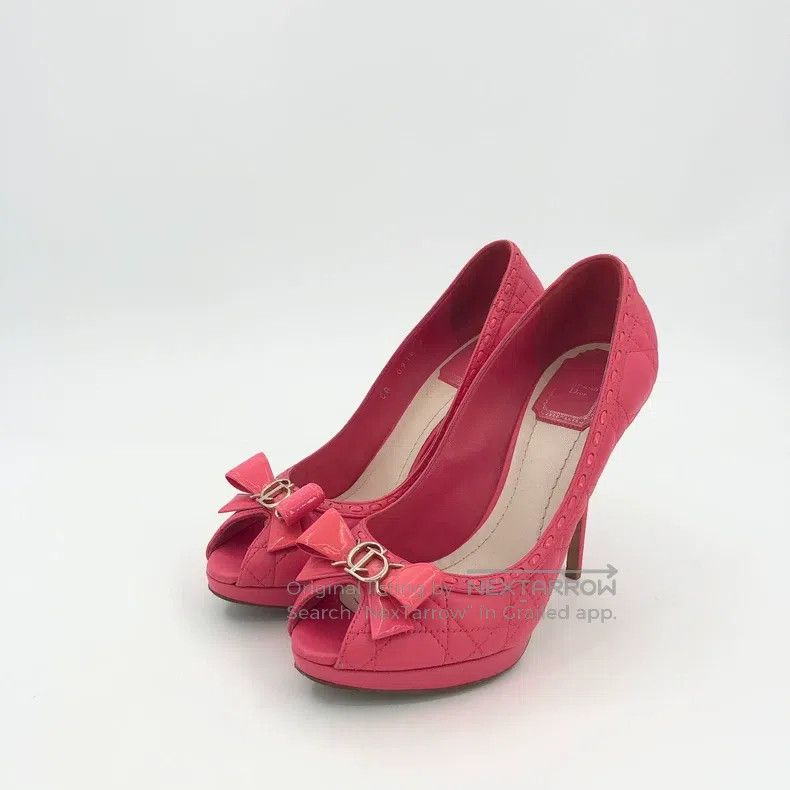 Dior Dior Pink bow fish mouth thin heel high heels Size US 7 / IT 37 - 1 Thumbnail