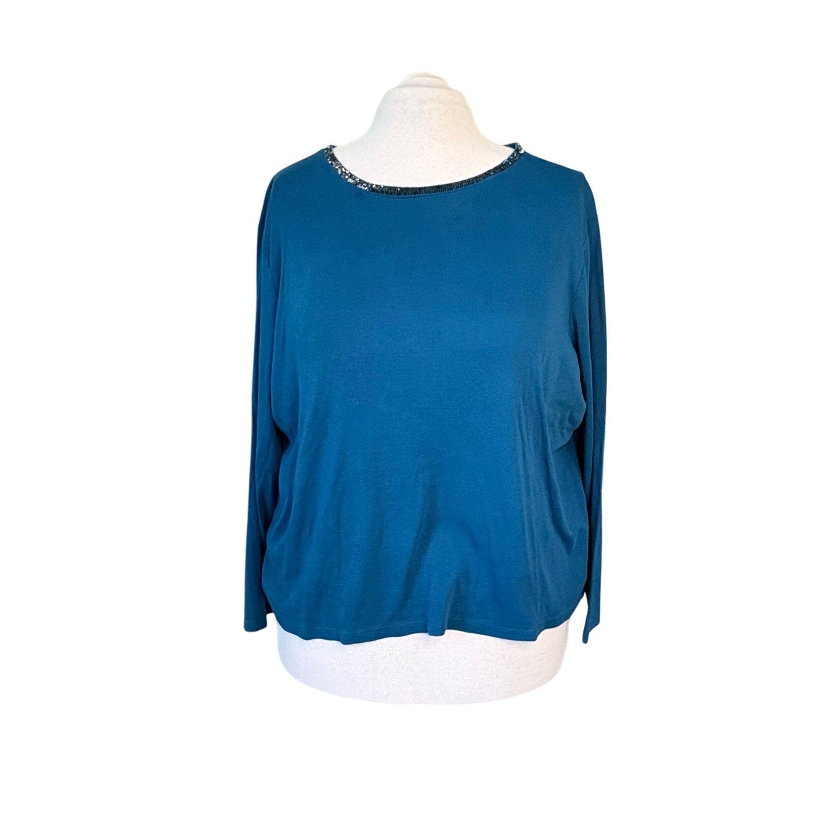 Other Talbots Beaded Long Sleeve Robins Blue Cotton Shirt 3XL Size L / US 10 / IT 46 - 1 Thumbnail
