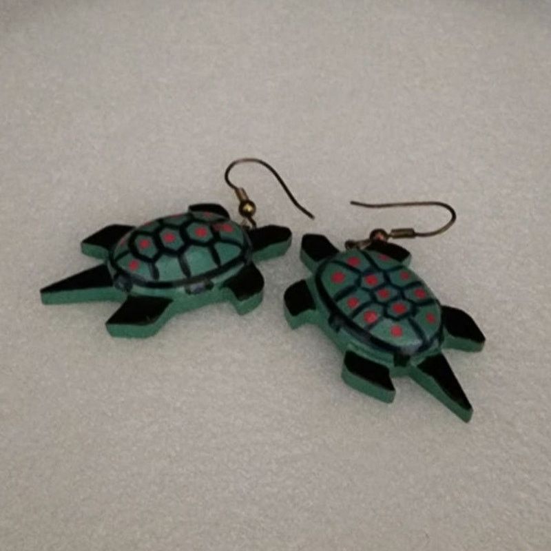 Unknown London Vintage wooden sea turtle earrings Size ONE SIZE - 4 Thumbnail