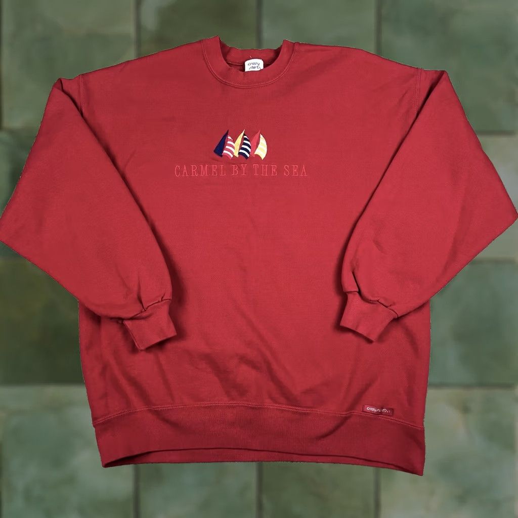 Vintage VINTAGE California Carmel By The Sea Beach Crazy Shirt Crewneck XL Red Sweatshirt 90s Ladies? Mens? Size US XL / EU 56 / 4 - 1 Thumbnail
