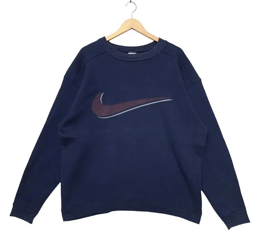 Nike Vintage 90s Nike Swoosh Print On Big Logo Sweatshirt | XL Size US L / EU 52-54 / 3 - 1 Thumbnail