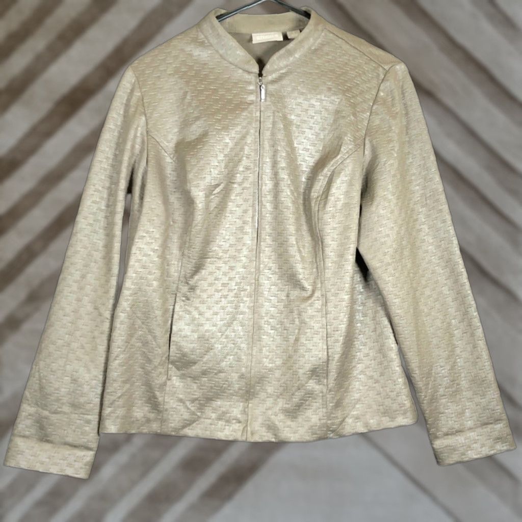 Vintage Chicos Womens Jacket Brown Textured Full Zip Long Sleeve 1 (M) Size M / US 6-8 / IT 42-44 - 1 Thumbnail