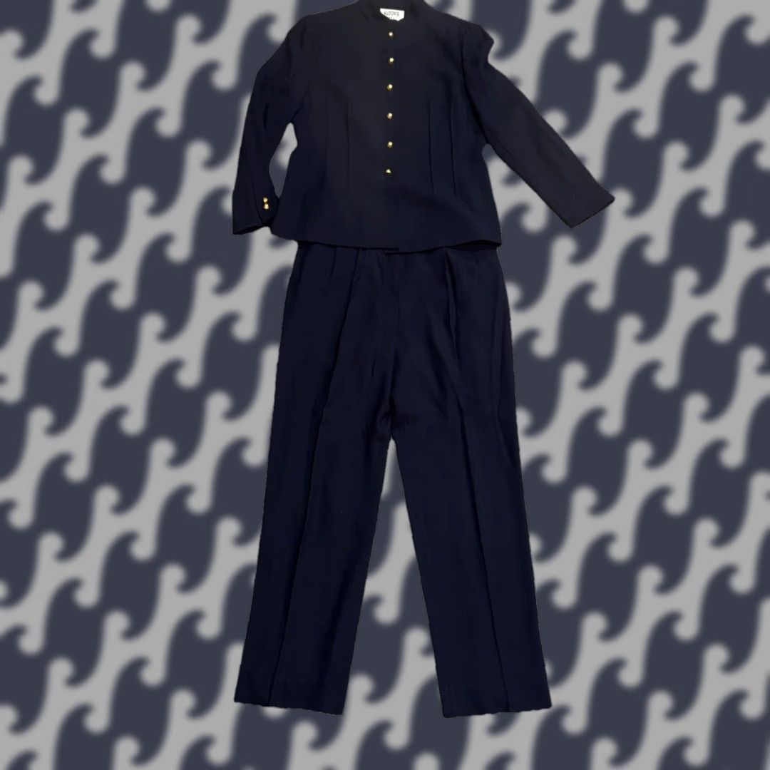 Kasper VINTAGE Kasper Pantsuit Two-Piece Black Lined Blazer & Pants 10 Womens Tailored Shoulder Pads 2-Piece Set Jacket & Pants Size 32" / US 10 / IT 46 - 1 Thumbnail