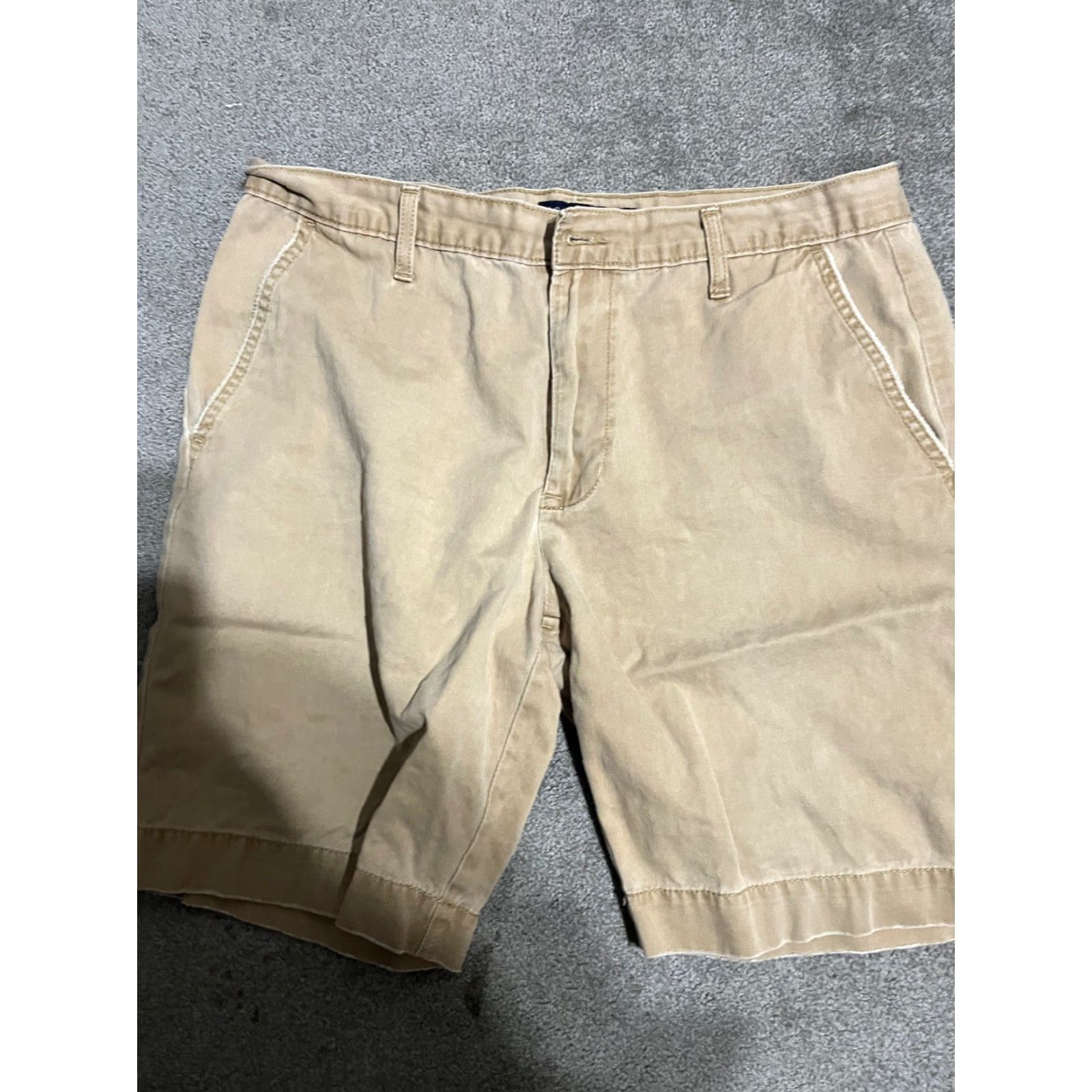 Vintage US Polo Assn Shorts Mens Beige Khaki Flat Front Stretch Drawstring Beach 34 Regular Cotton Blend Spandex Chino Casual 90s Beach Mens Size US S / EU 44-46 / 1 - 2 Thumbnail