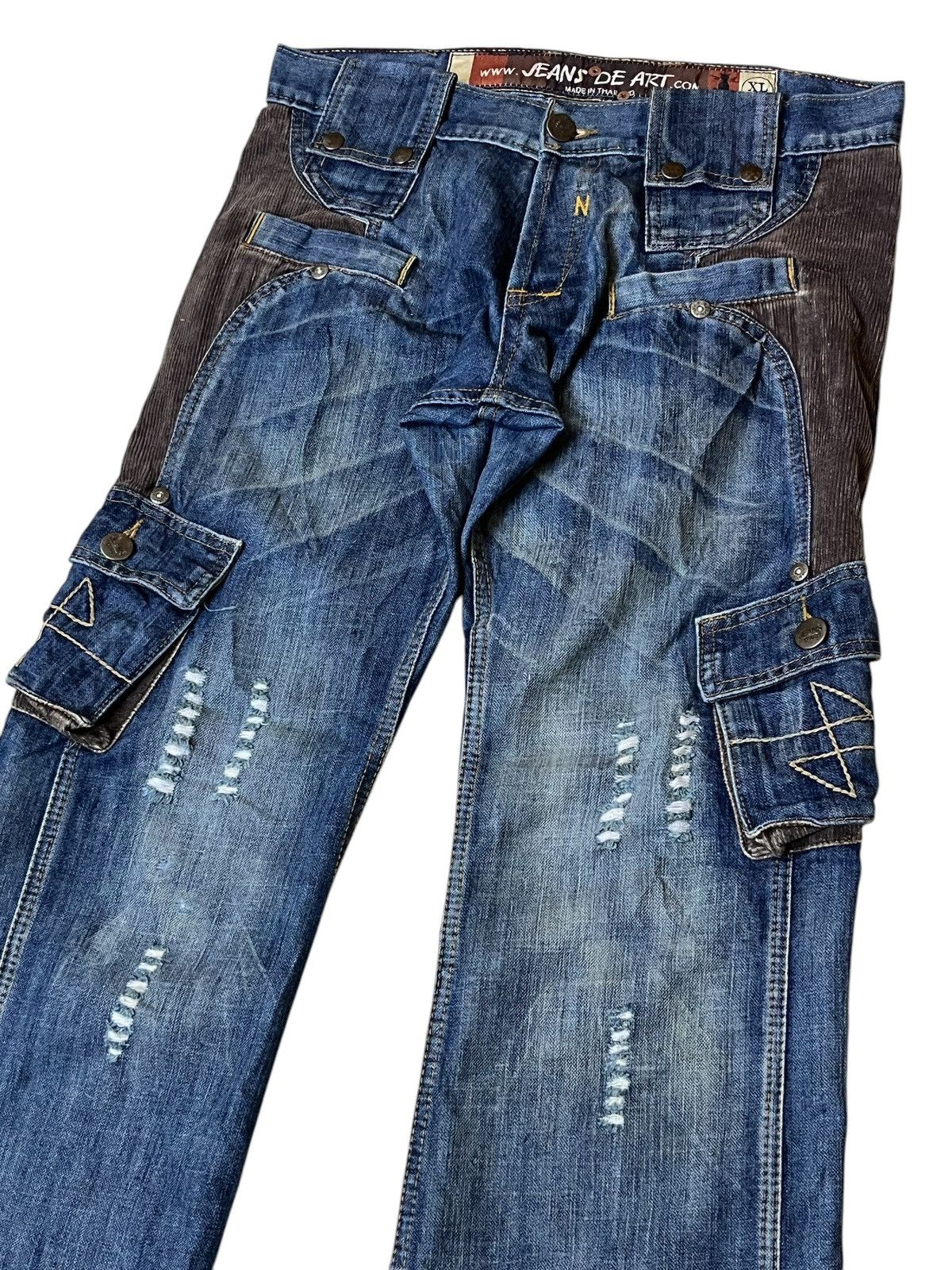 Japanese Brand JAPANESE ARCHIVE Y2K JEANS DE ART BONDAGE CARGO FLARED JEANS Size US 34 / EU 50 - 4 Thumbnail
