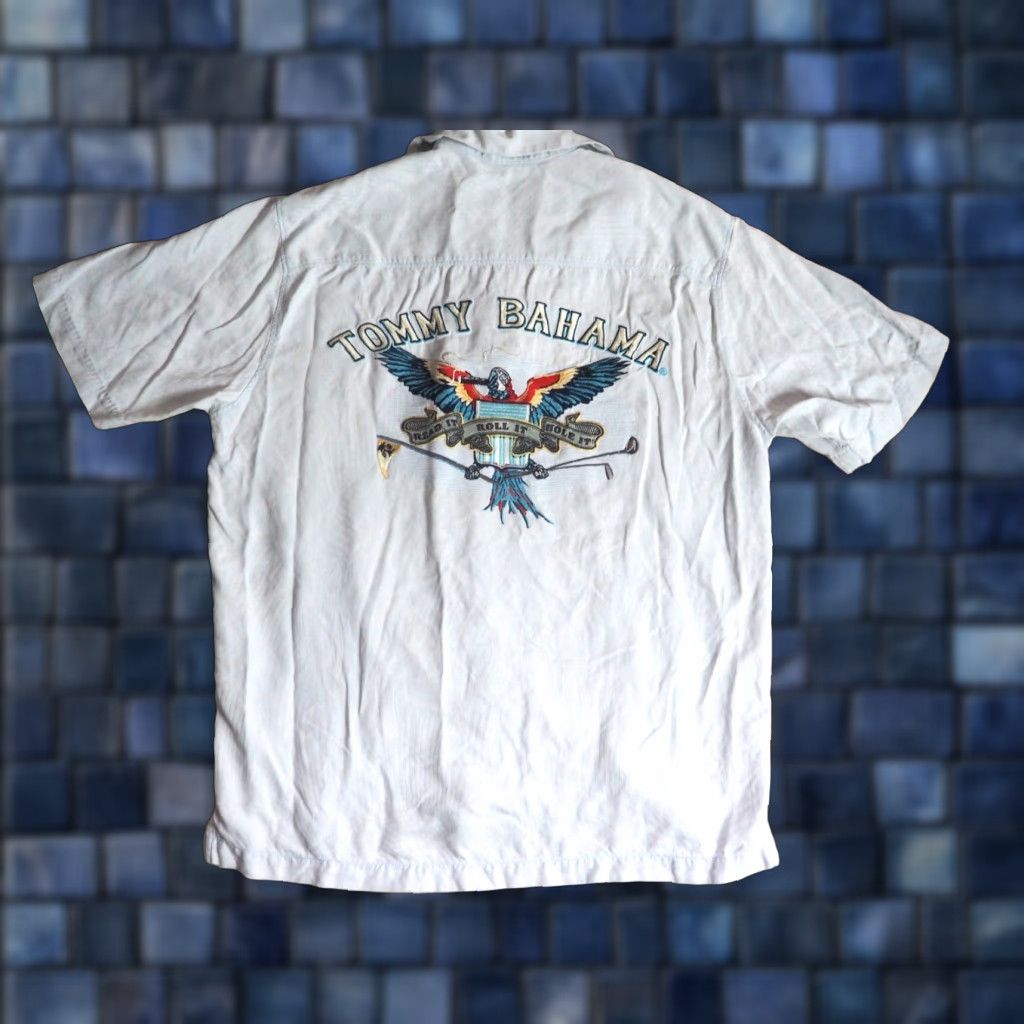 Tommy Bahama VINTAGE Tommy Bahama Shirt Parrot Golf Silk Hawaiian Button-Up Short Sleeve M Blue Size US M / EU 48-50 / 2 - 1 Thumbnail