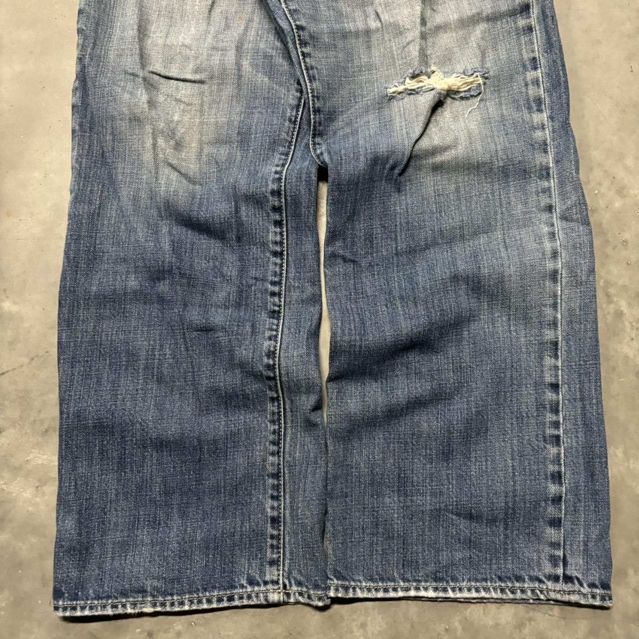 Japanese Brand × Vintage Crazy Vintage Y2K/2000s Grunge Distressed Dark Wash Skater Denim Jeans! Size US 38 / EU 54 - 6 Thumbnail