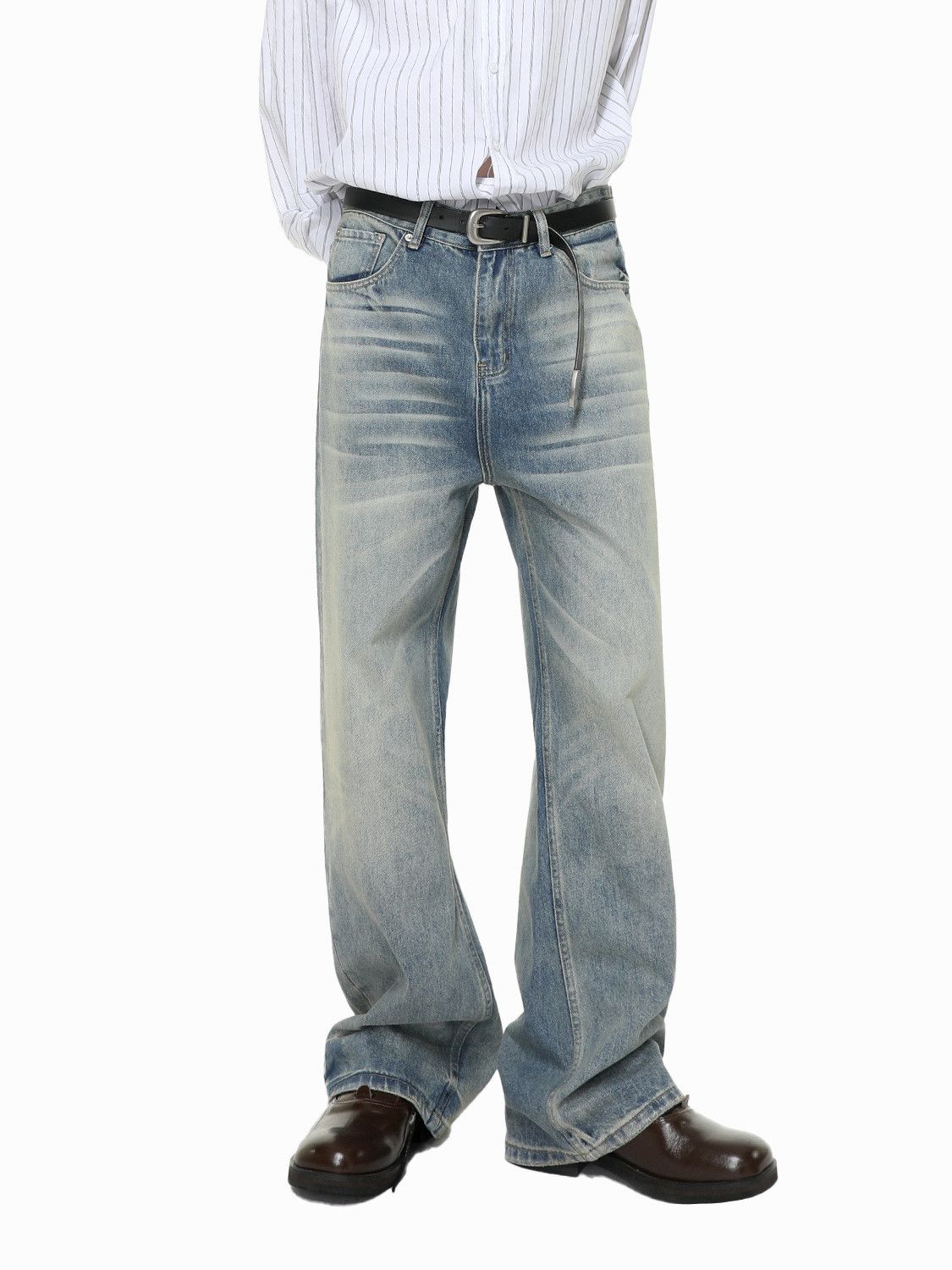 Vintage Vintage washed distressed whiskered straight wide-leg jeans Size US 32 / EU 48 - 2 Thumbnail
