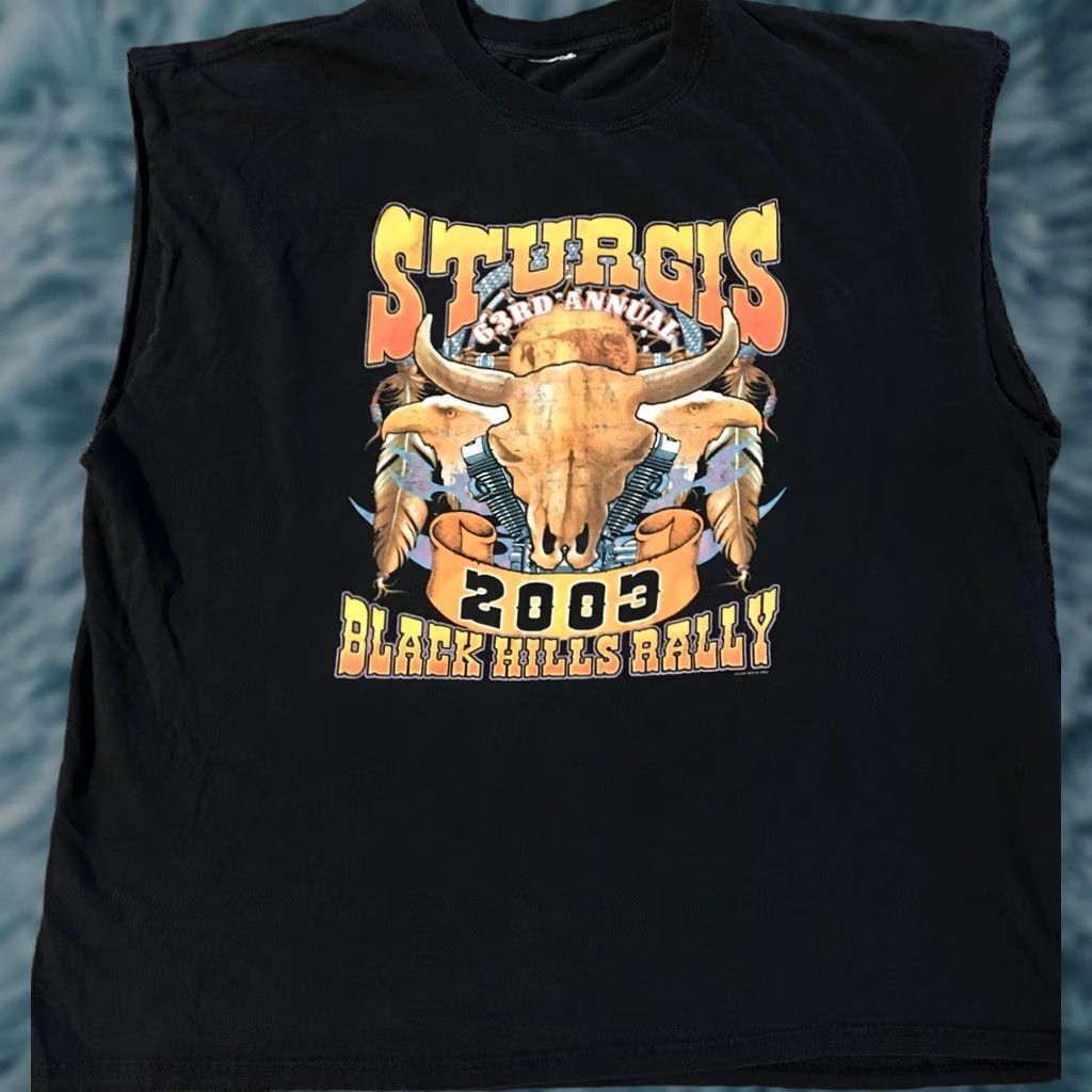 Vintage VINTAGE Sturgis Rally 2003 Faded Distress Tank Shirt XL Black Harley Davidson Grunge USA Biker 90s Tank Top Mens Size US XL / EU 56 / 4 - 1 Thumbnail