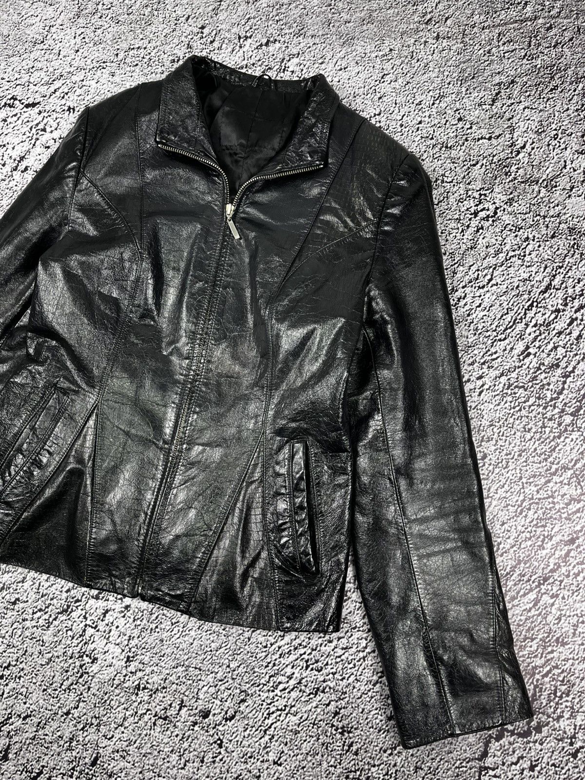 Leather Vintage Y2K Leather patchwork style avantgarde gothic jacket Size M / US 6-8 / IT 42-44 - 4 Thumbnail