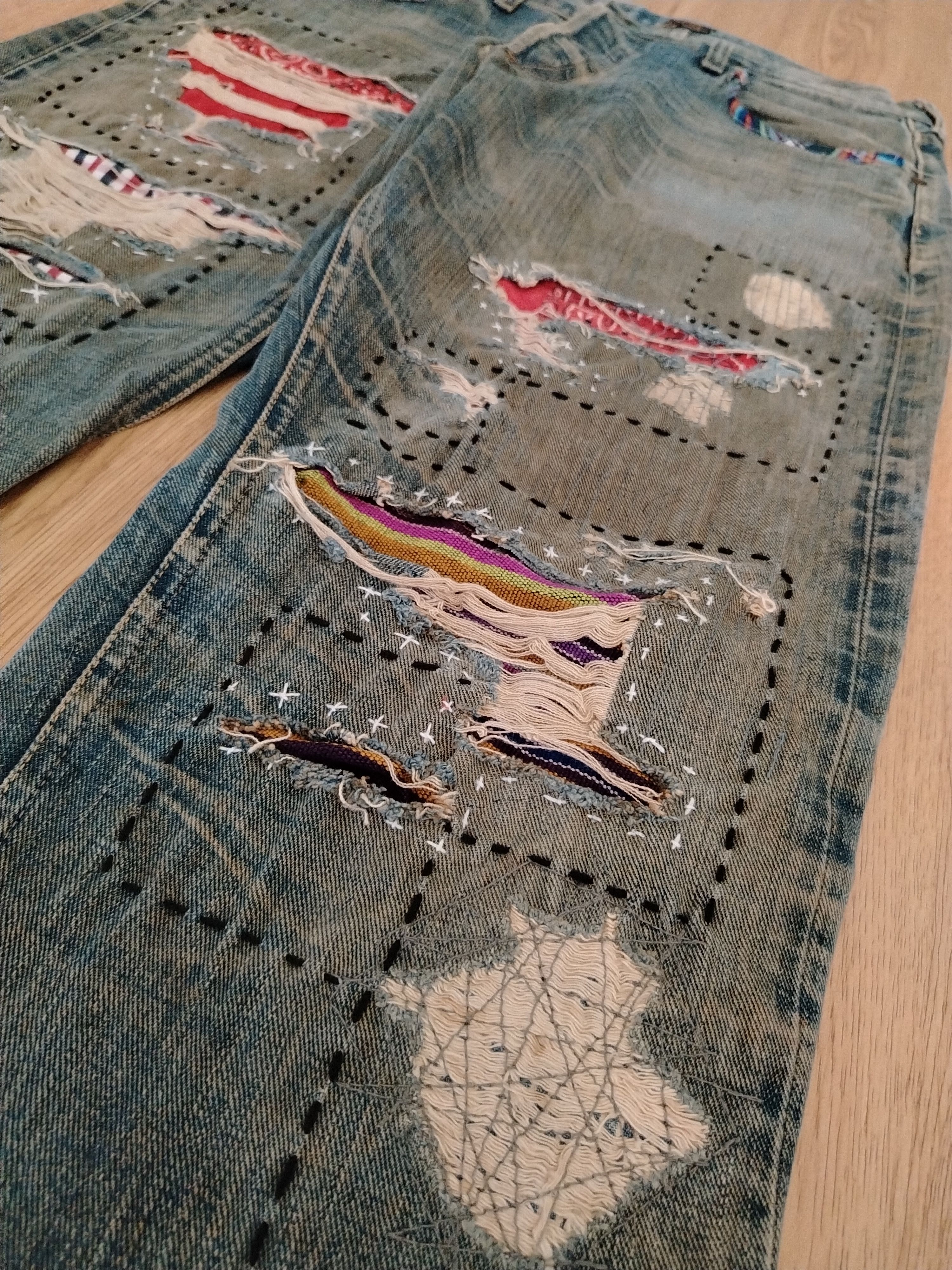 Sugar Cane Sugar Cane Jeans Vintage Sashiko Patches Size US 32 / EU 48 - 8 Thumbnail