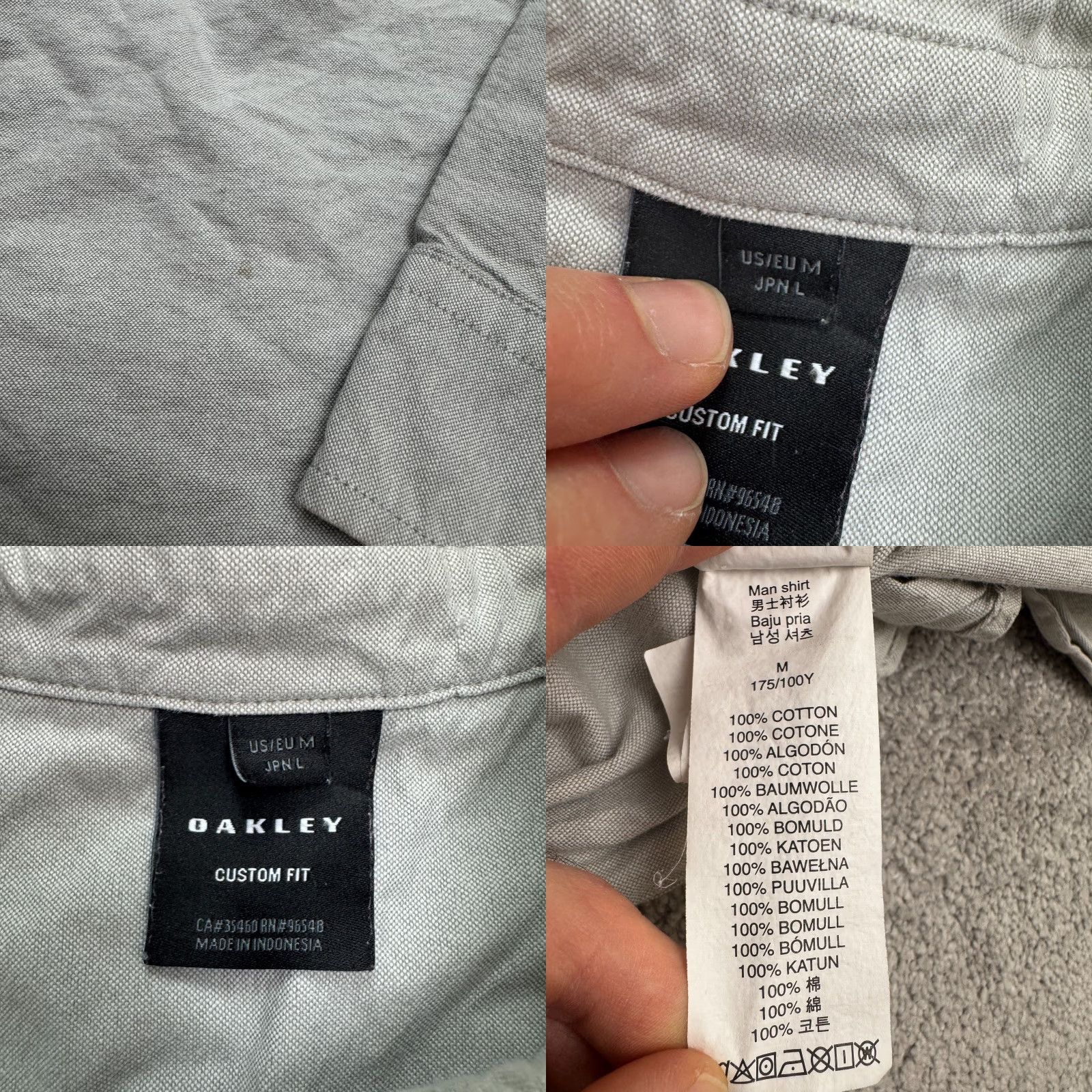 Oakley Oakley Shirt Mens M Gray Button-Down Long Sleeve Cotton Oxford Classic, Outdoor, Preppy, Lightweight, Breathable, Pockets, Regular Fit Size US M / EU 48-50 / 2 - 8 Thumbnail