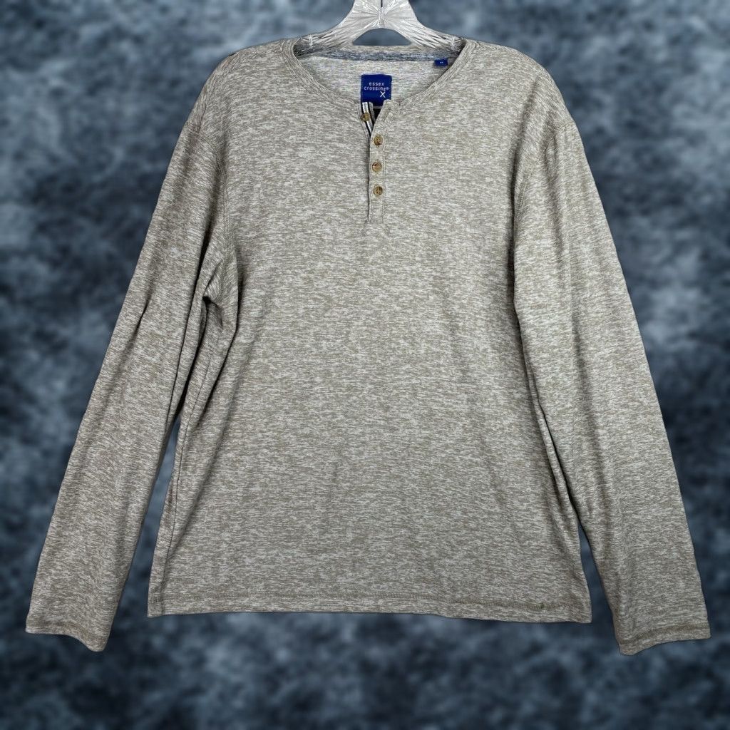 Vintage Essex Henley Shirt Men M Tan Heather Super Soft Stretch Long Sleeve Adult M Brown Solid Modern Classic Outdoors Mens Size US M / EU 48-50 / 2 - 1 Thumbnail