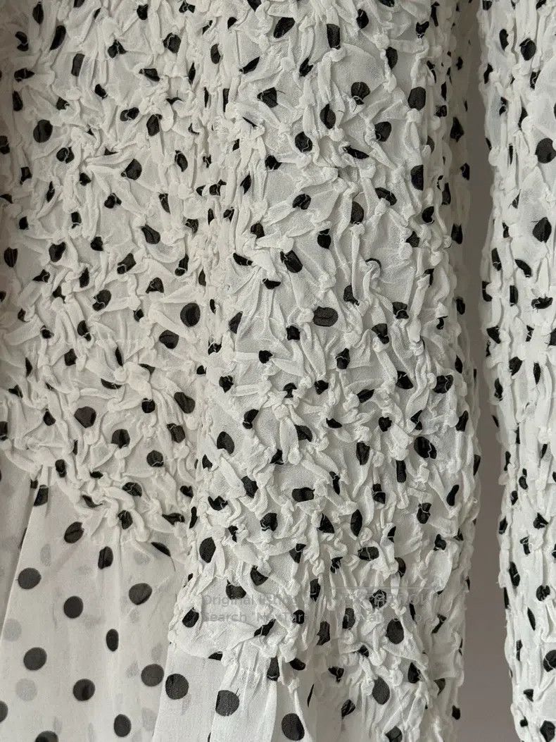 Issey Miyake Issey Miyake Black-White Polka Dot Ruched Ruffle Irregular Size M / US 6-8 / IT 42-44 - 2 Thumbnail
