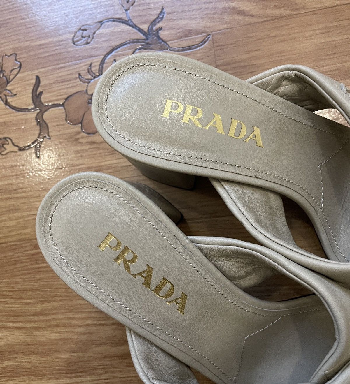 Prada Prada Beige Block Heels Size US 6 / IT 36 - 3 Thumbnail