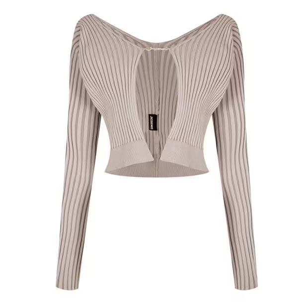 Jacquemus o1g2r1mq1024 Cardigan Top in Dark Beige Size M / US 6-8 / IT 42-44 - 1 Thumbnail
