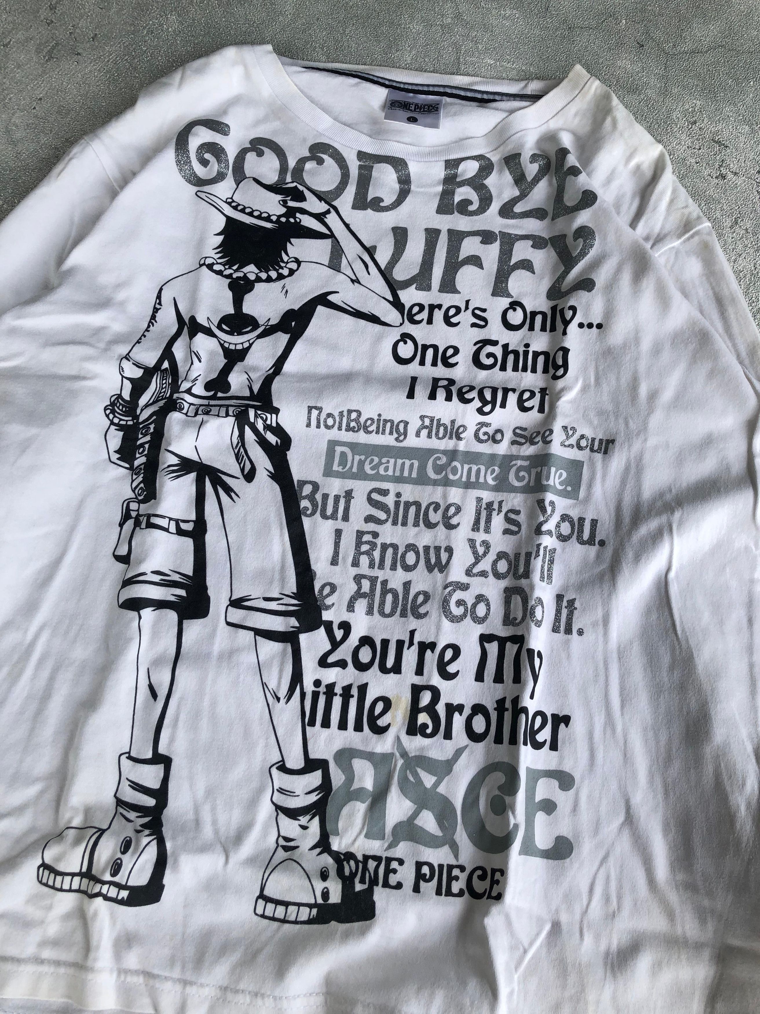Japanese Brand × One Piece Good Bye Luffy One Piece Japanese Cartoon Tshirt Poem Style Size US L / EU 52-54 / 3 - 2 Thumbnail