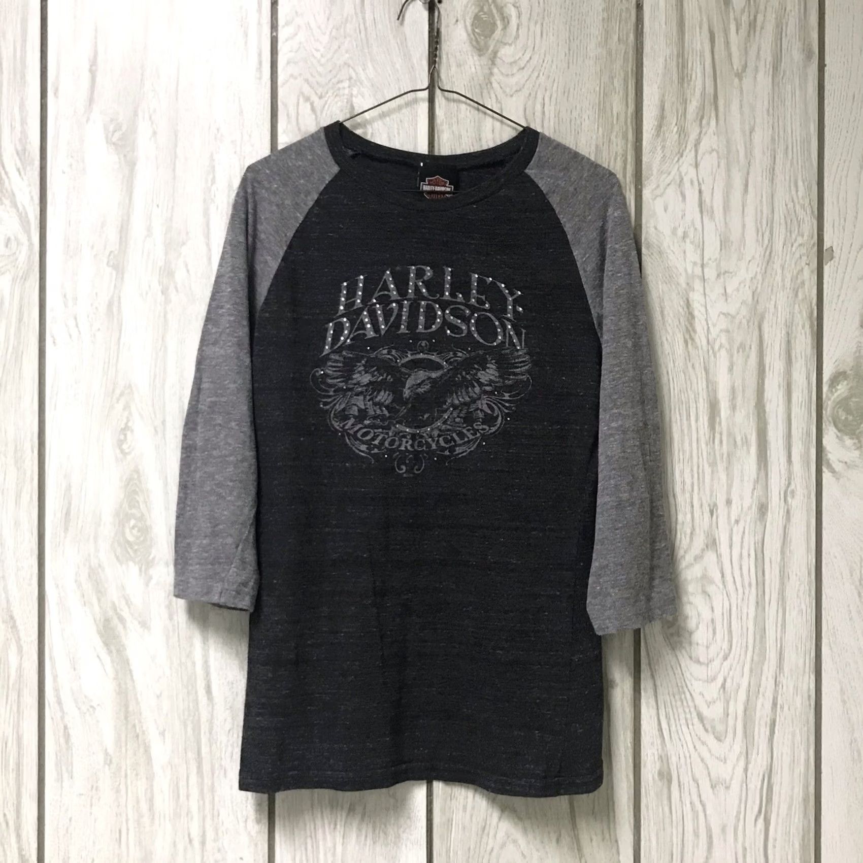 Harley Davidson Harley-Davidson Women Top T-Shirt 3/4 Raglan Colorblock Bahamas Gray L Crew Neck Pullover Casual Shirt Size L / US 10 / IT 46 - 2 Thumbnail