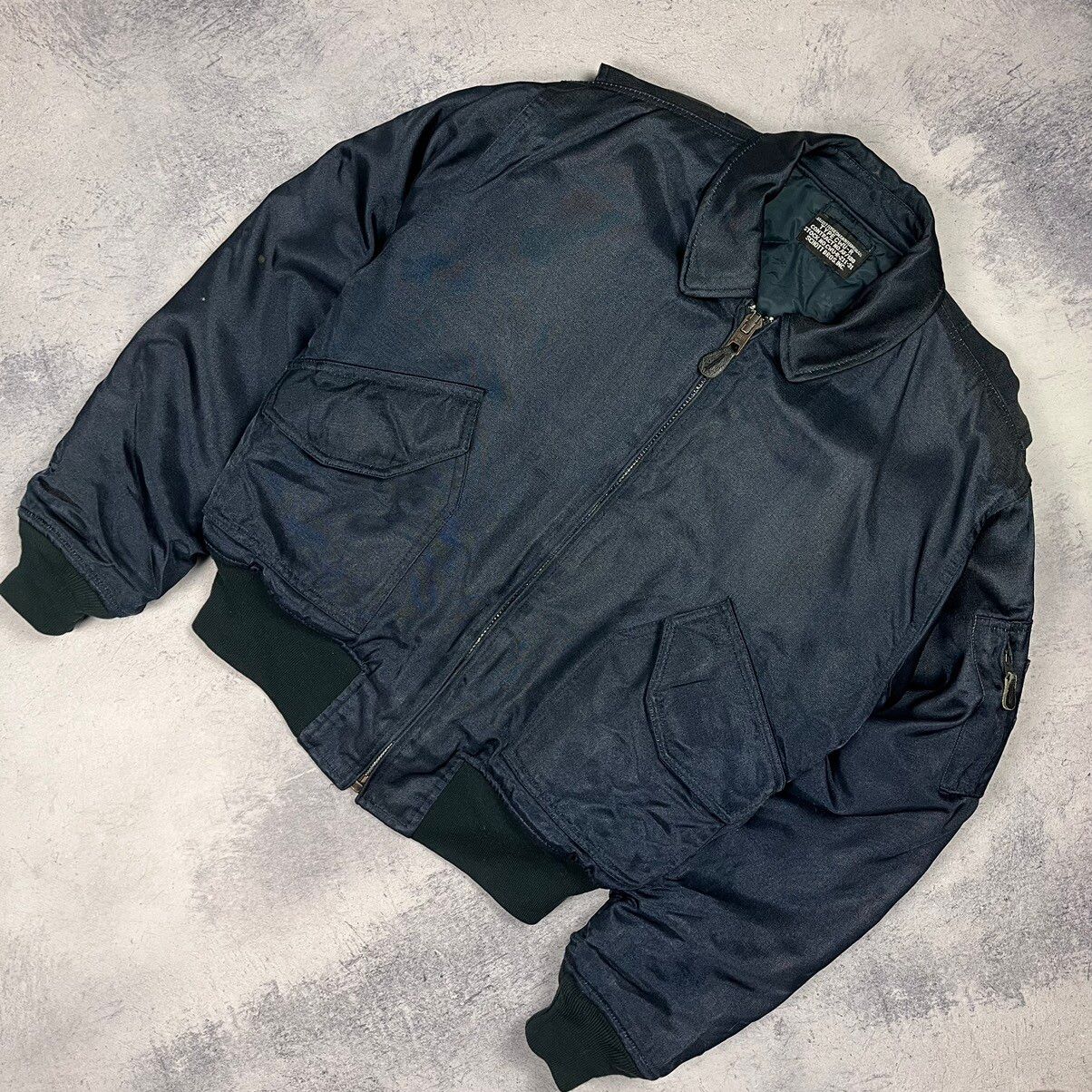 Pre-owned Military X Schott Vintage Schott Cwu-r Military Bomber Jacket 90's In Navy Blue
