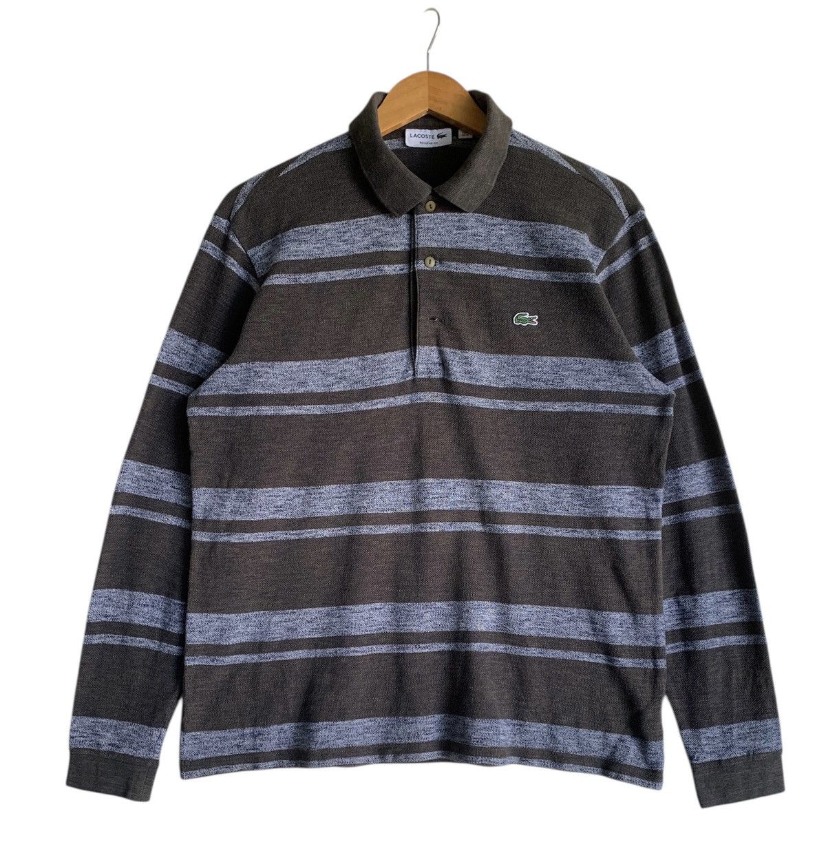 Lacoste Vintage Long Sleeve Lacoste Striped Polo Shirt Size US M / EU 48-50 / 2 - 1 Thumbnail