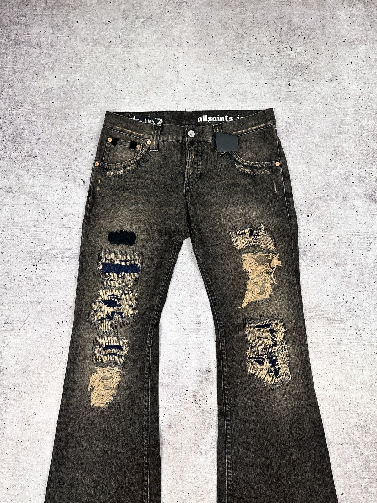 Allsaints Archive AllSaints Distressed Denim Jeans W30 Grunge Rock Y2K Size 30" / US 8 / IT 44 - 3 Thumbnail