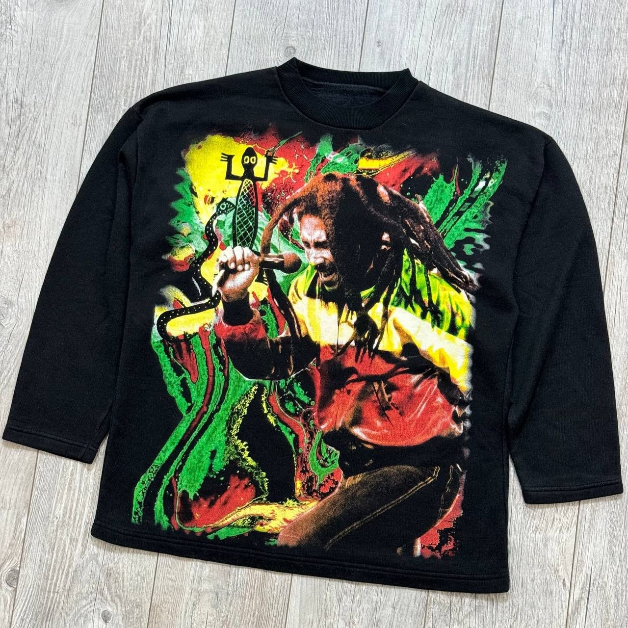 Bob Marley × Vintage Vintage 90s Bob Marley Rasta Revolution Long Sleeve Size US L / EU 52-54 / 3 - 1 Thumbnail