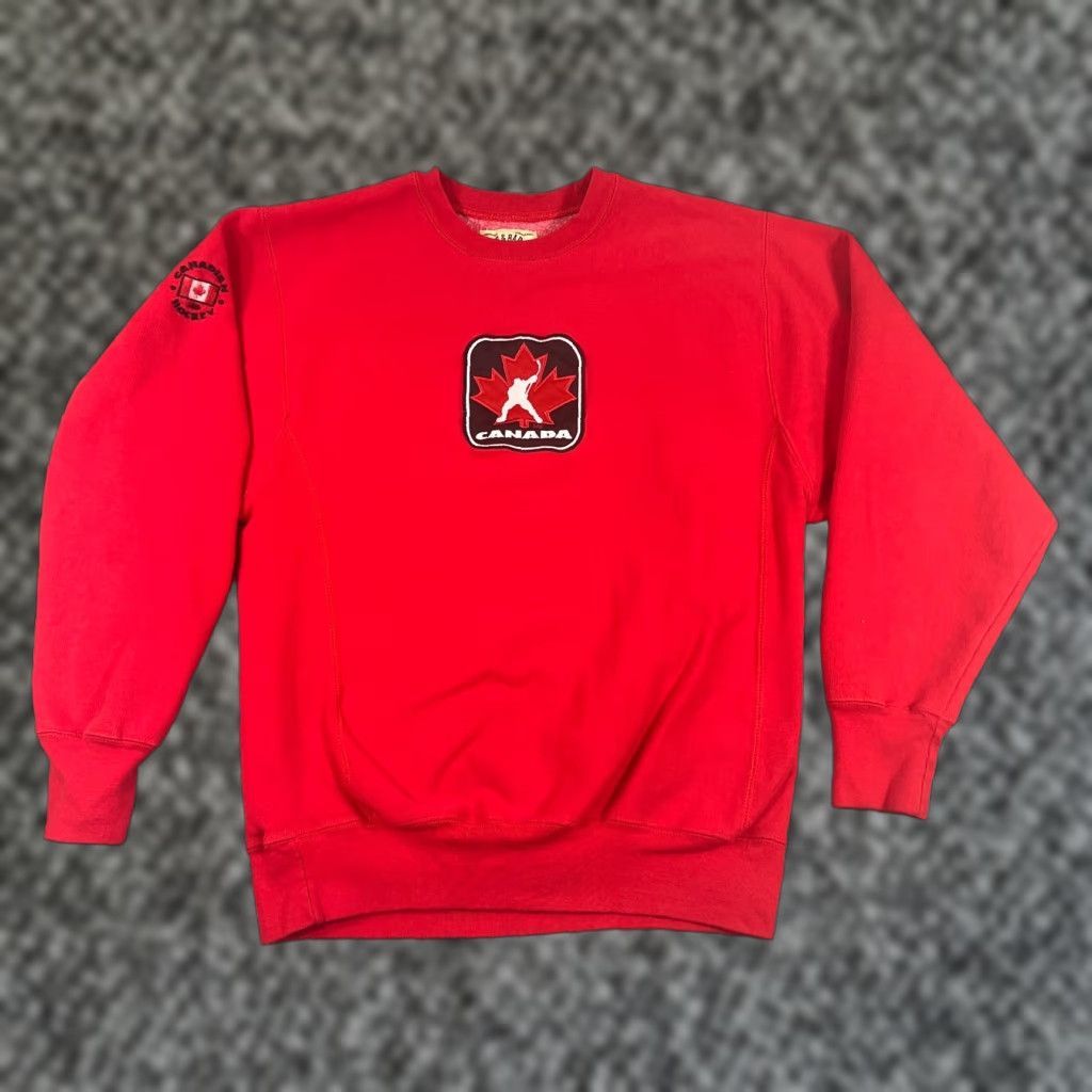 Vintage VINTAGE Canada Hockey Sweatshirt Sweat Shirt S / M Heavyweight Steve & Barry Crewneck Red Mens Size US S / EU 44-46 / 1 - 1 Thumbnail