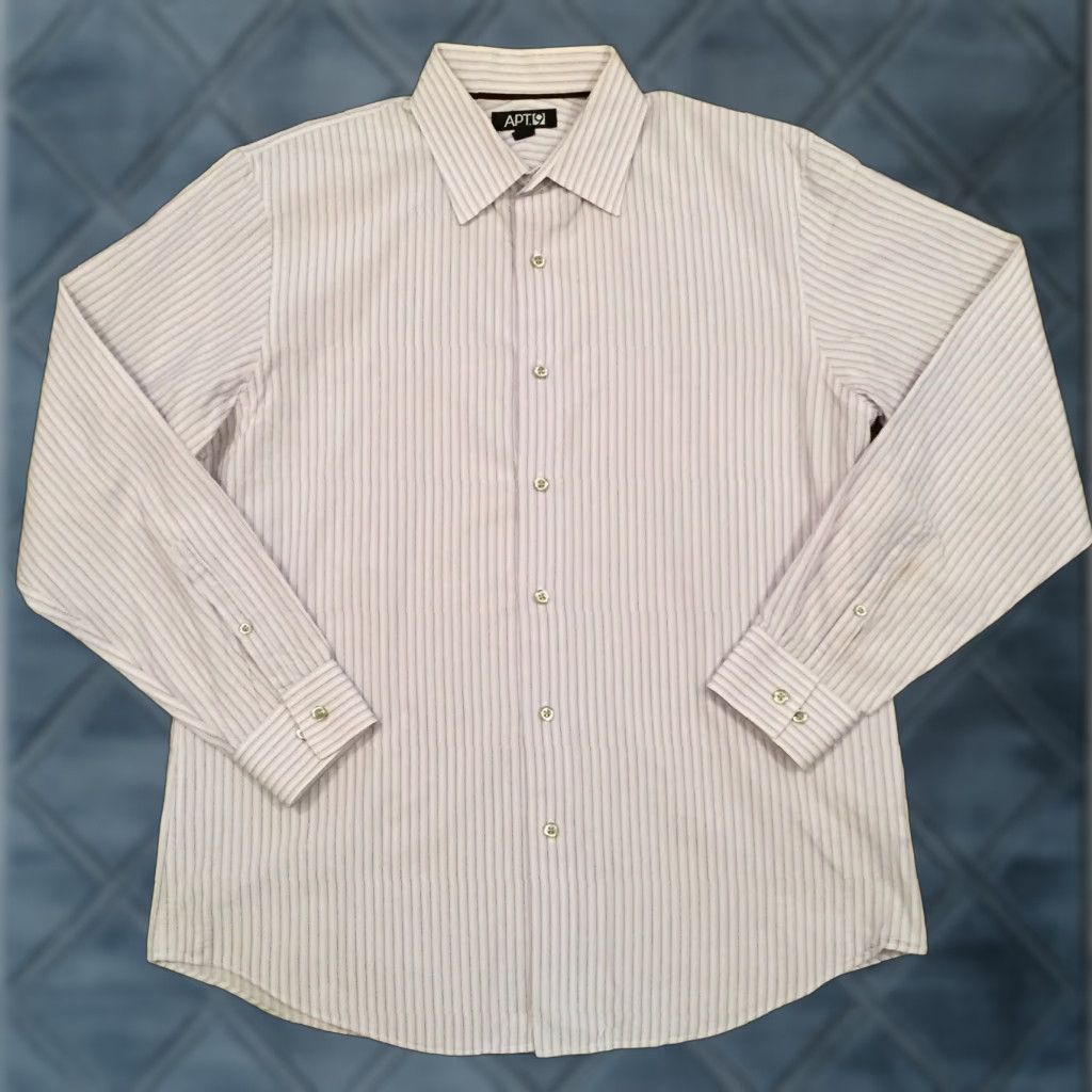 Apt. 9 Apt 9 Shirt Mens Large Purple Striped Long Sleeve Button Up Size US L / EU 52-54 / 3 - 1 Thumbnail