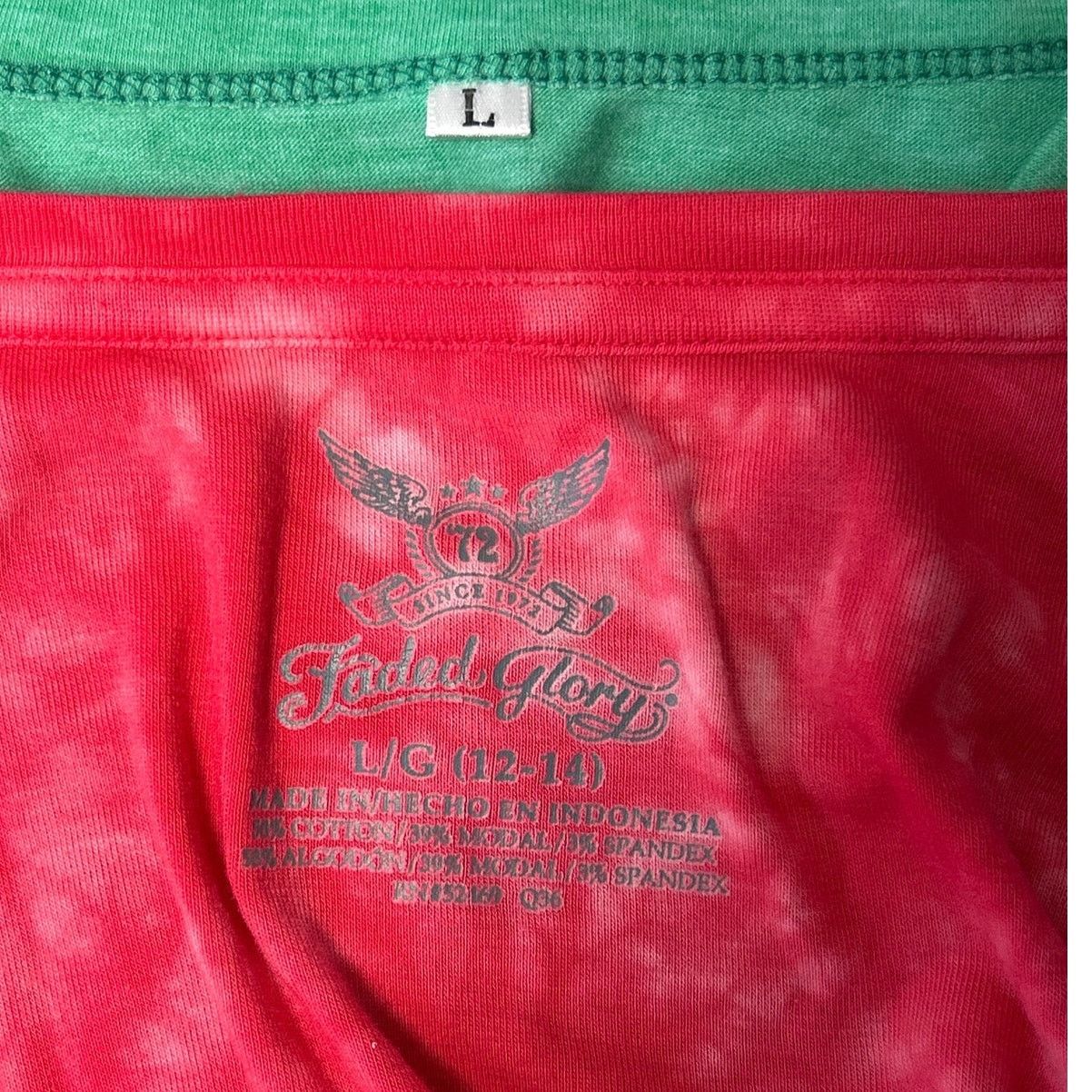 Faded Glory Lot of 2 Faded Glory Womens Large PolyCotton Tee Shirts Size L / US 10 / IT 46 - 6 Thumbnail
