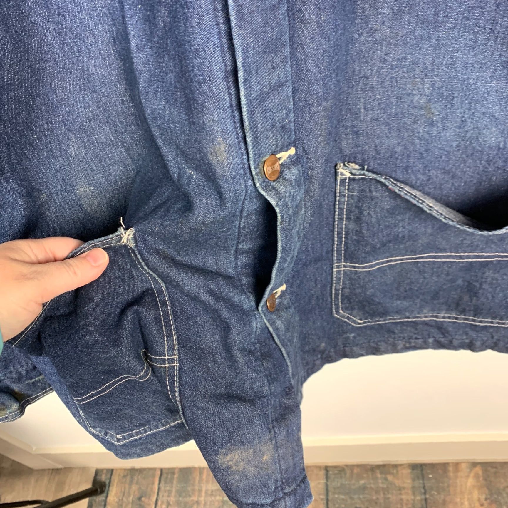 Vintage VINTAGE Big Smith Jacket Denim 3X Men Blue Lined Blanket Stains Chest 28" Sleeves 33" Size US 39 - 5 Thumbnail