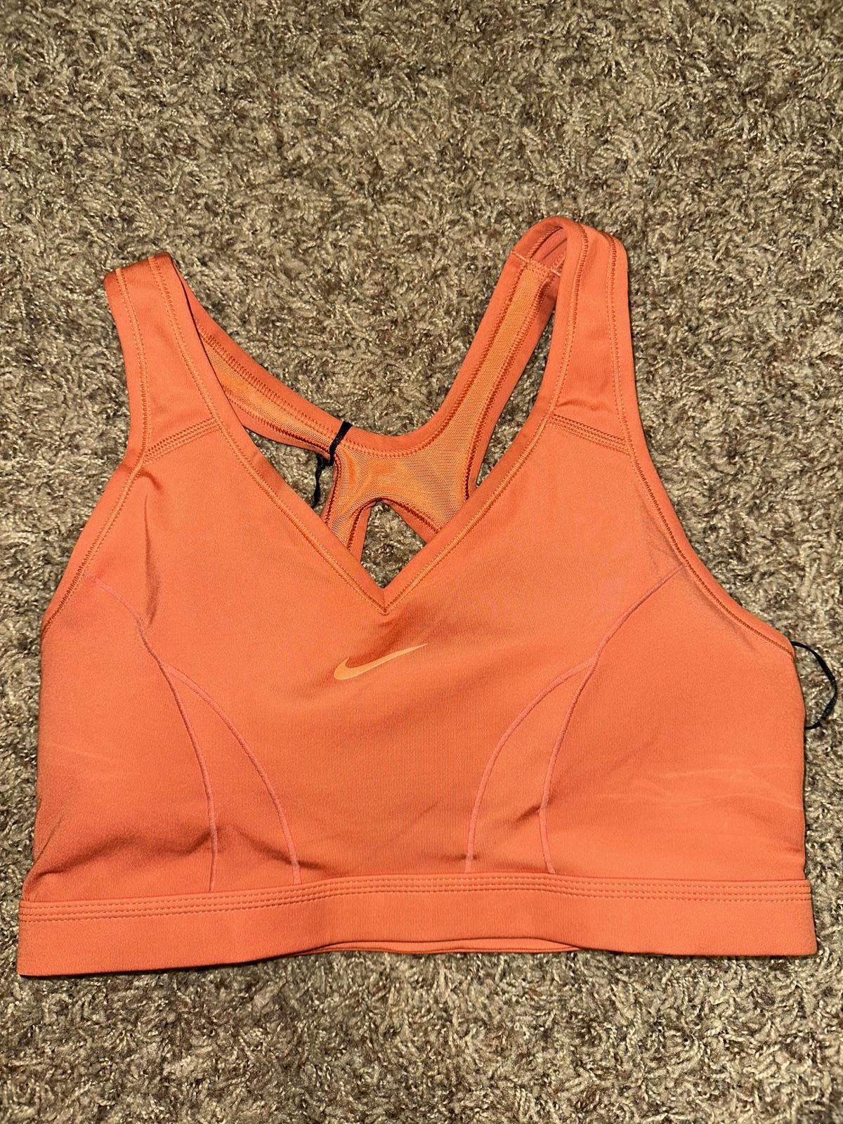 Nike Nike Pro Swoosh V-Neck Dri-Fit Padded Orange Bra Size ONE SIZE - 1 Thumbnail