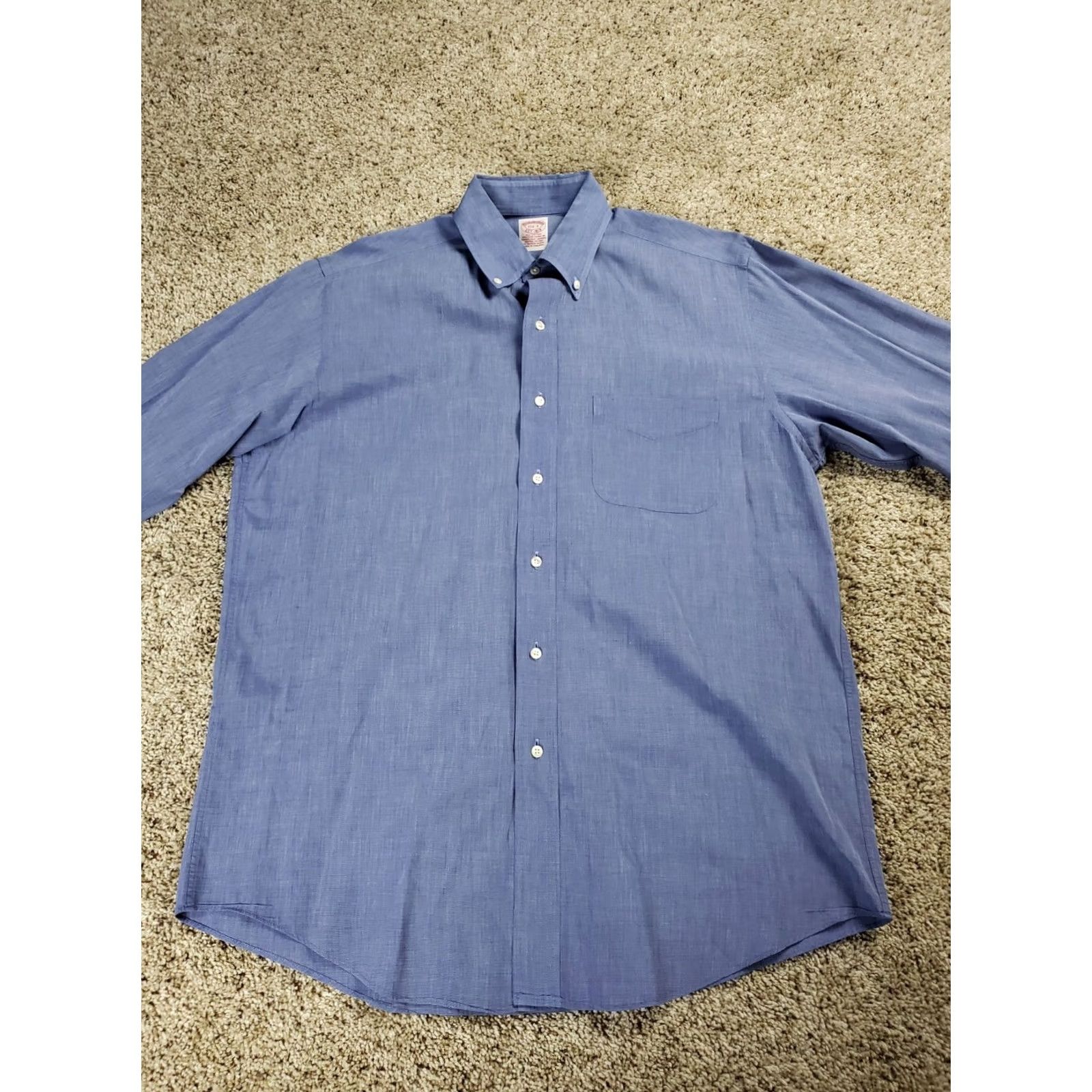 Brooks Brothers Brooks Brothers Dress Shirt 15.5-3 Mens Blue Button Down Long Sleeve Cotton Shirt Size 42R - 4 Thumbnail