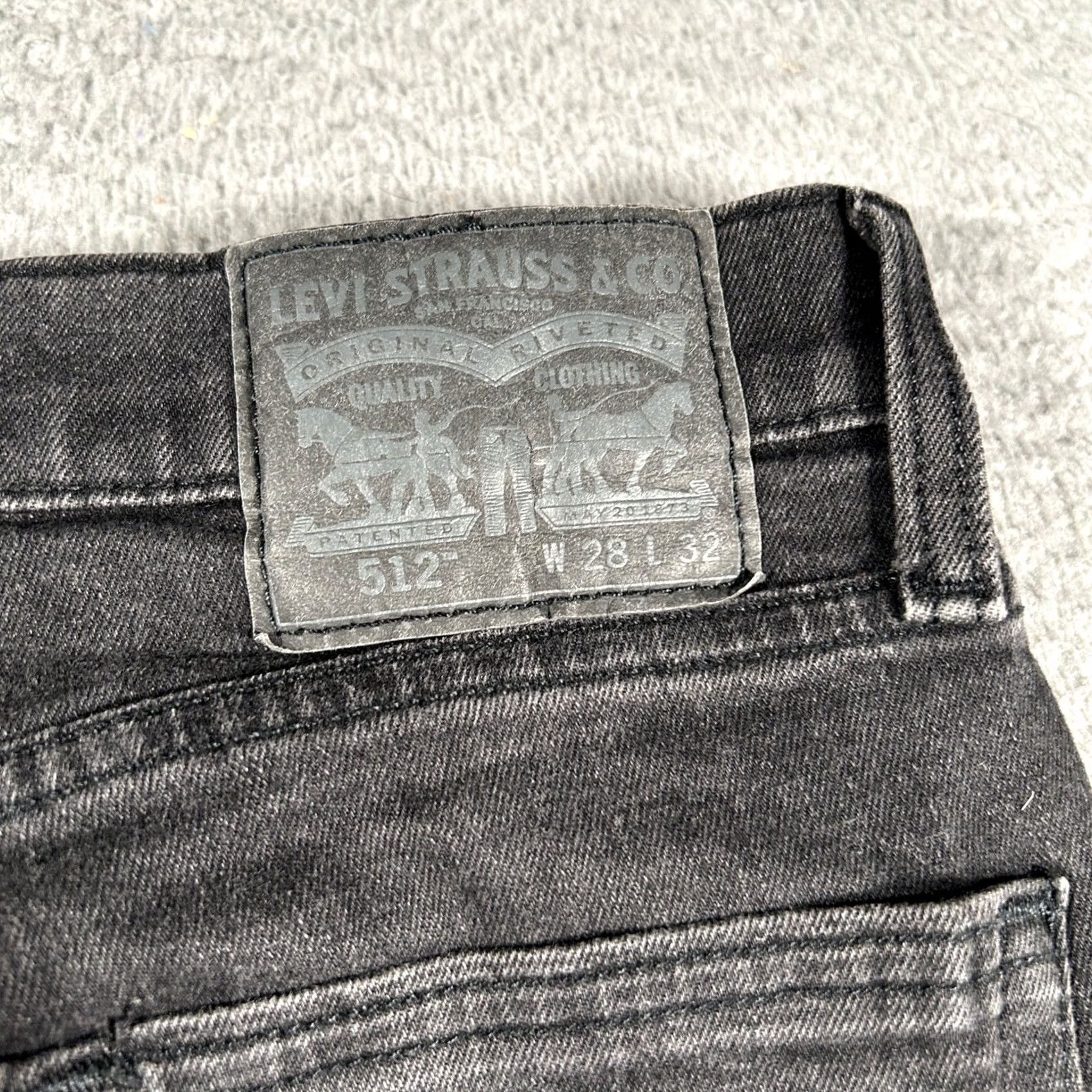 Levi's Levi's 512 Jeans Mens 28x28 Black Slim Tapered Distressed Denim Grunge Skater Zipper Logo Pockets Stretch Comfort Regular Inseam 28 Mens Jeans Size US 28 / EU 44 - 7 Thumbnail
