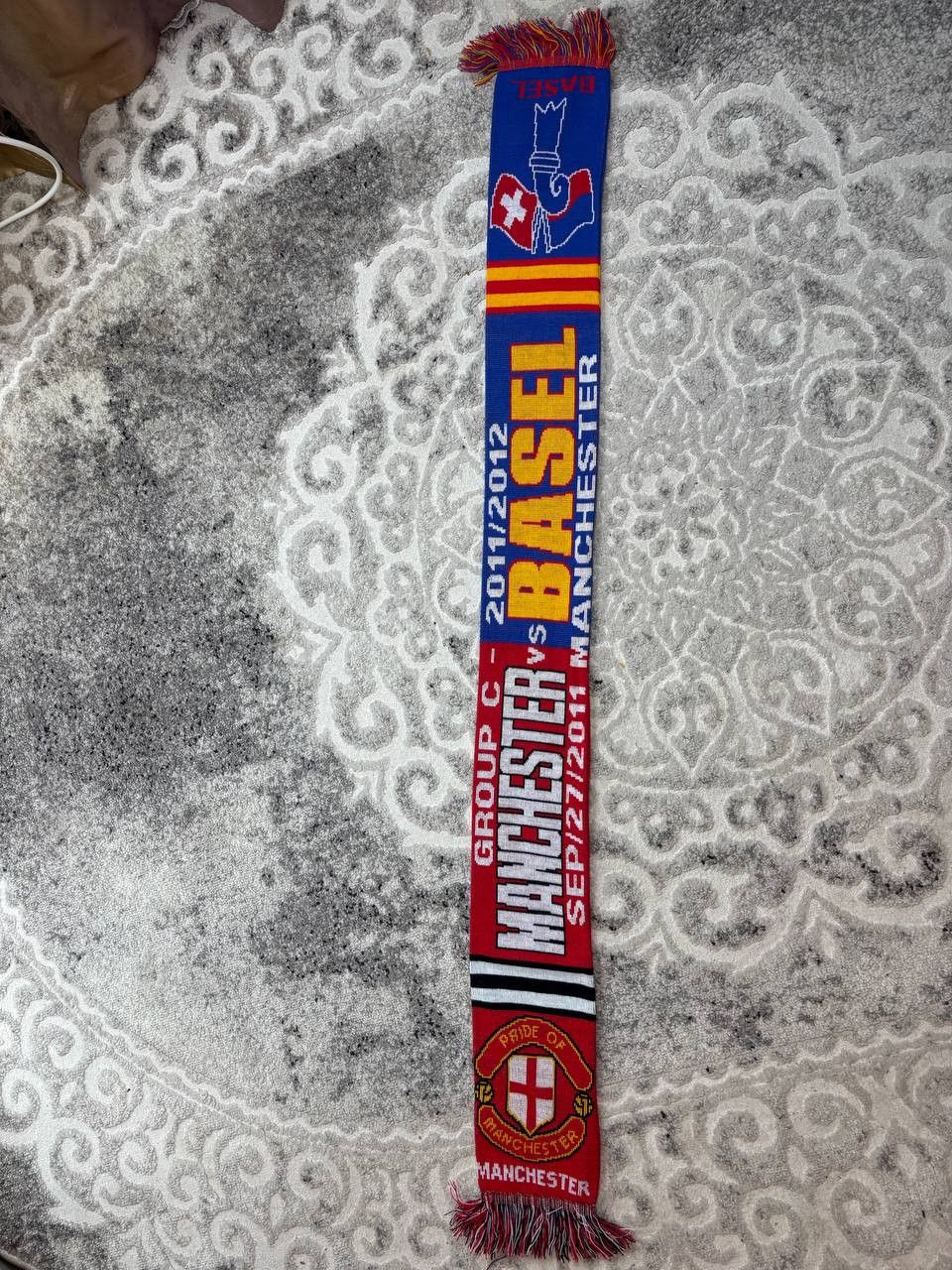 Vintage Man Utd vs FC Basel 2011/12 UCL Matchday Scarf 145x17cm Size ONE SIZE - 9 Thumbnail