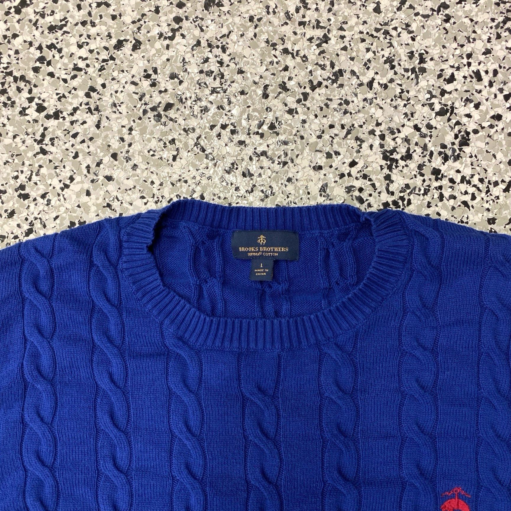 Brooks Brothers Brooks Brothers Supima Cotton Cable Knit Blue Crew Sweater Size Large Size US L / EU 52-54 / 3 - 2 Thumbnail