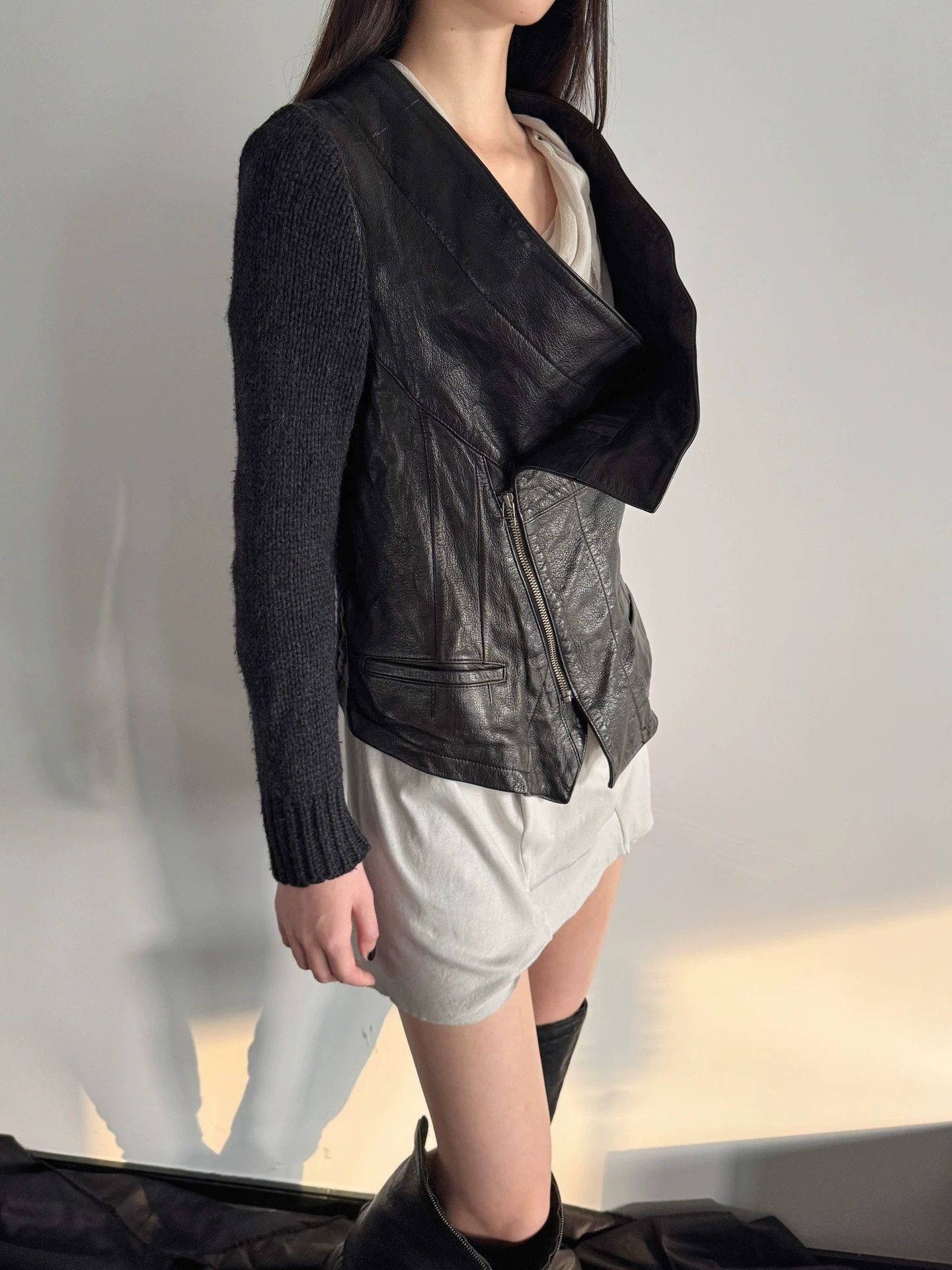 Yohji Yamamoto Yohji Yamamoto Limi Feu Goatskin-Wool Knit Jacket S Vtg Size S / US 4 / IT 40 - 9 Thumbnail