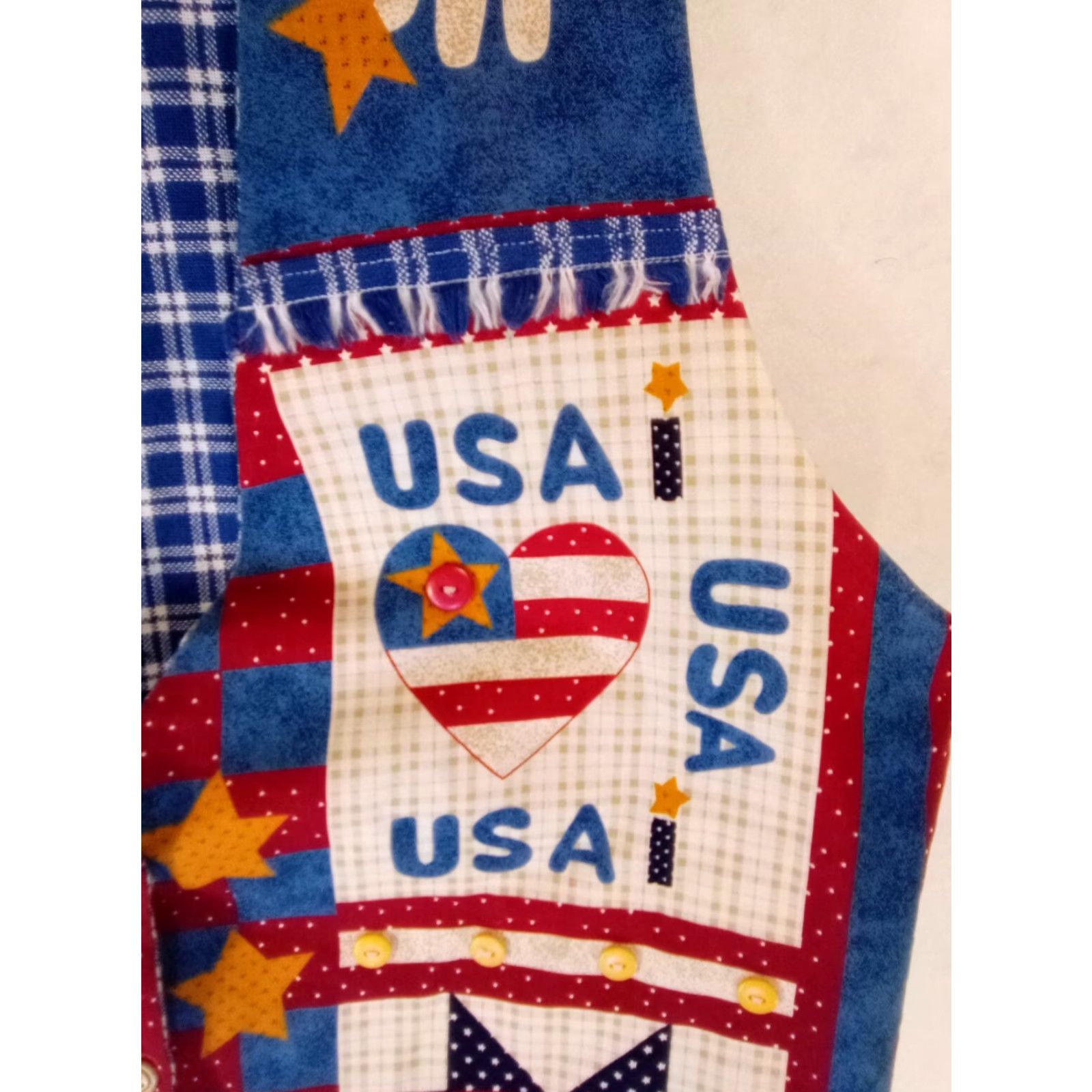 Vintage VINTAGE Americana USA VEST Men L Blue 20" Across Chest 27" Long Handmade USA Theme Vest Size US L / EU 52-54 / 3 - 2 Thumbnail