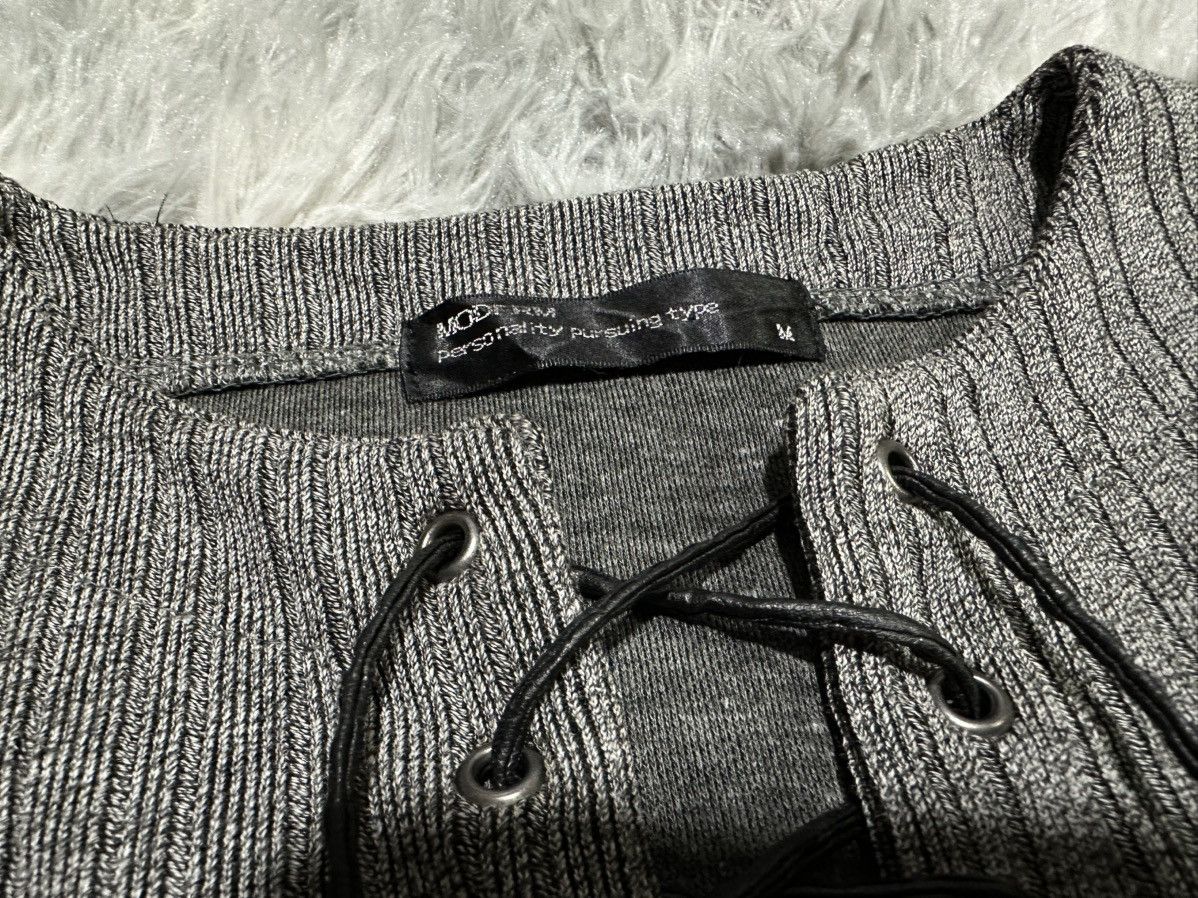 If Six Was Nine 🔥Sick Y2K Moderm Waxed Laces Up Ribbed Shirt Vkei Goth Punk Size US M / EU 48-50 / 2 - 5 Thumbnail