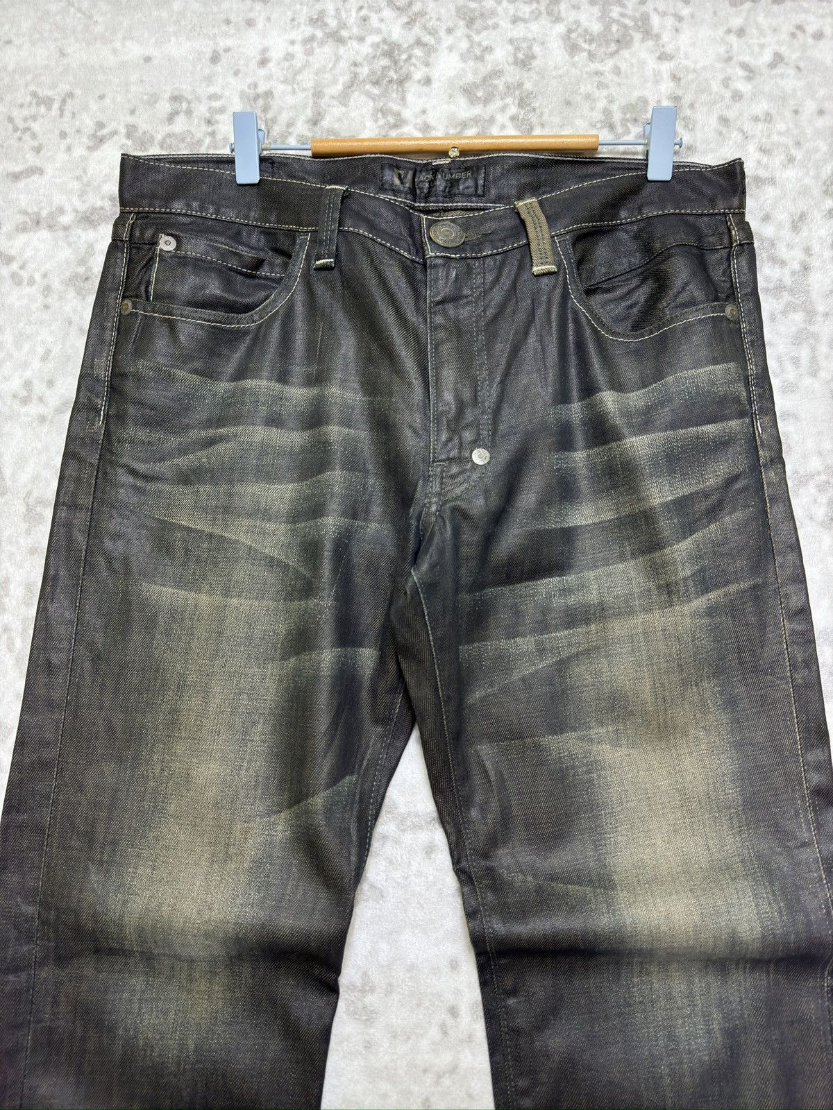 Vintage Back Number Vintage Waxed Washed Claw Marks Denim Japan Size US 34 / EU 50 - 3 Thumbnail