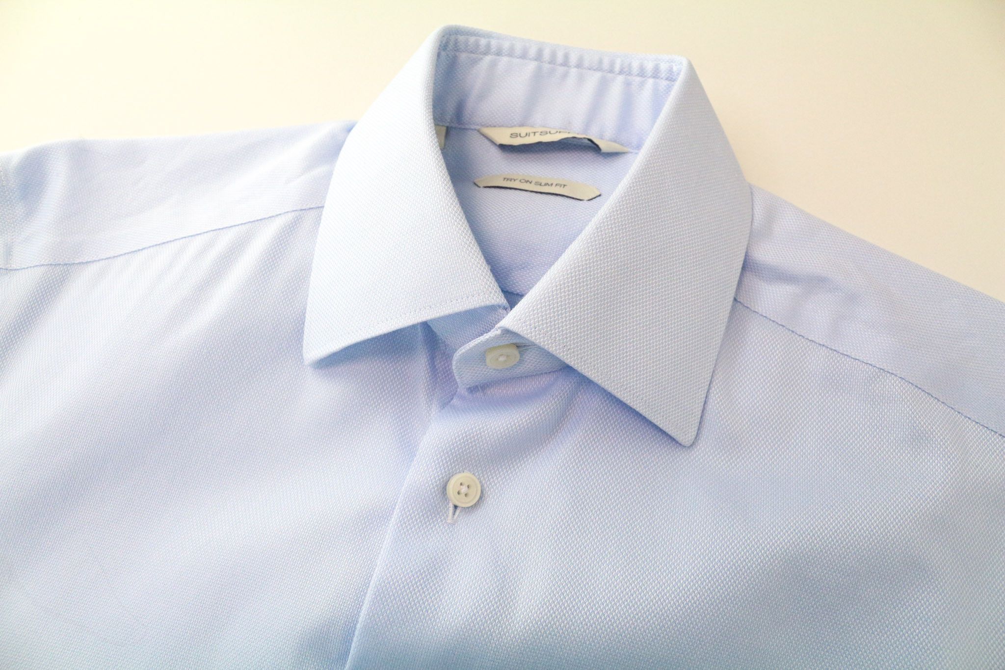 Suitsupply 36/14 Slim Blue Cotton Button-Up Shirt 76118 Size 36R - 3 Thumbnail