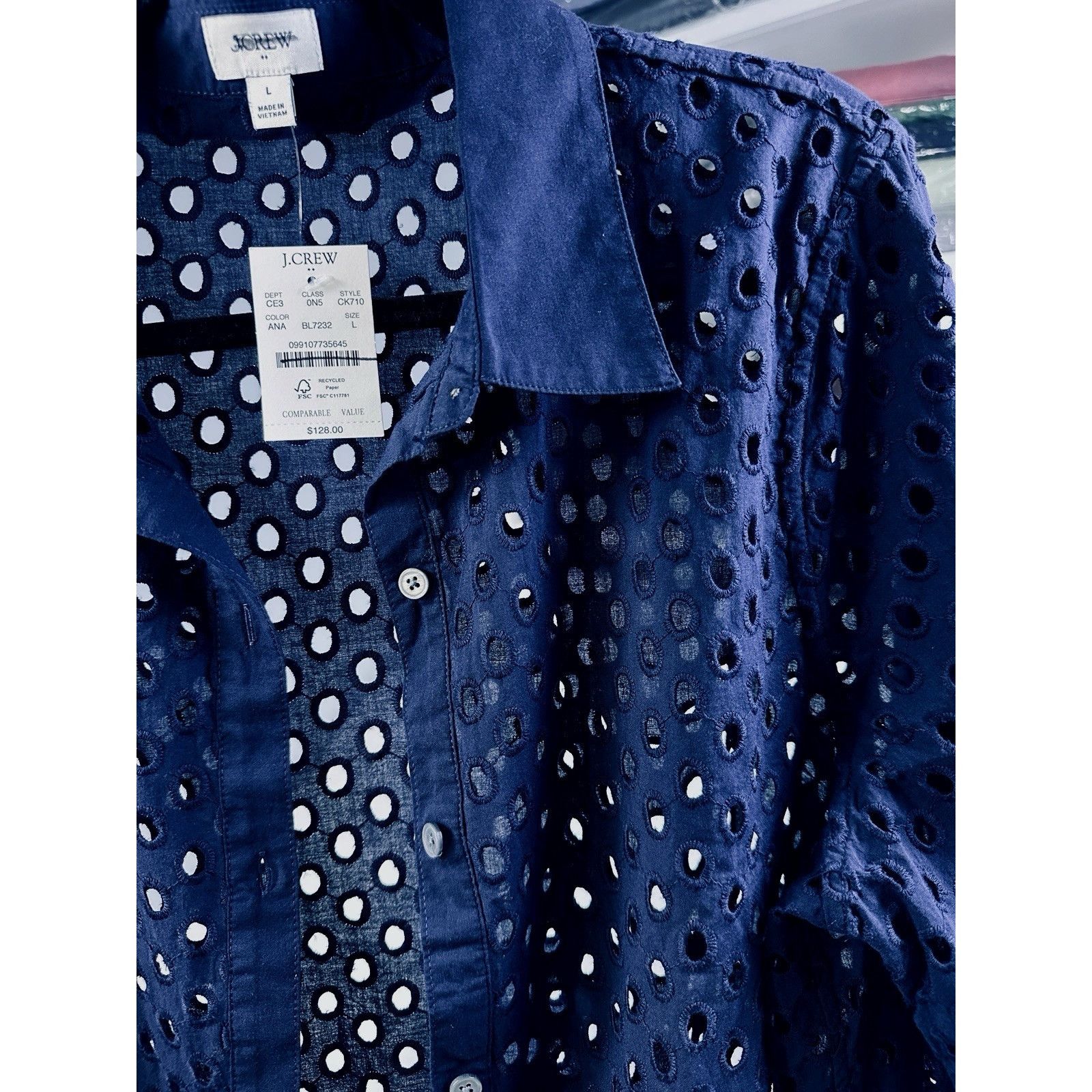 J.Crew J.Crew Factory Eyelet Swim Cover Up Tunic Shirt Navy Large Size L / US 10 / IT 46 - 12 Thumbnail