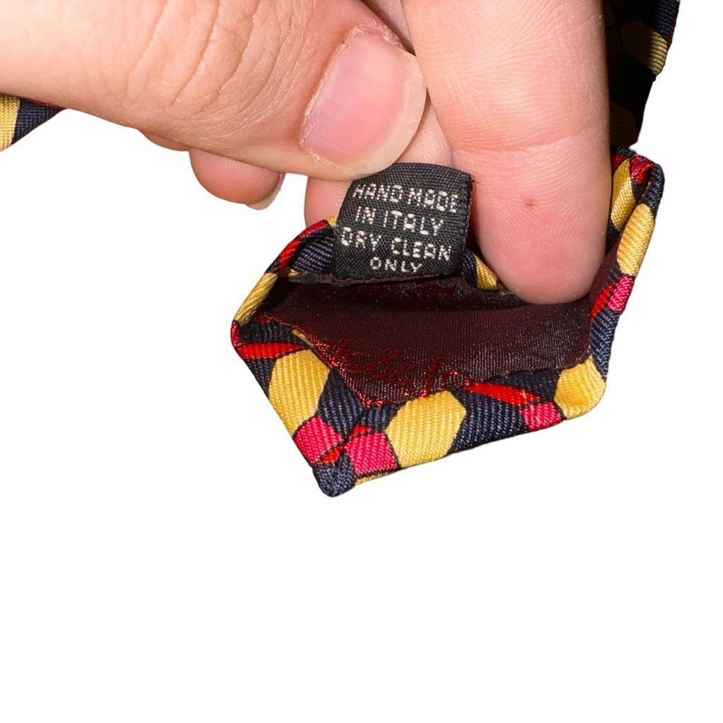 Bullock & Jones Bullock & Jones Geometic 100% Silk Handmade in Italy Tie Size ONE SIZE - 6 Thumbnail